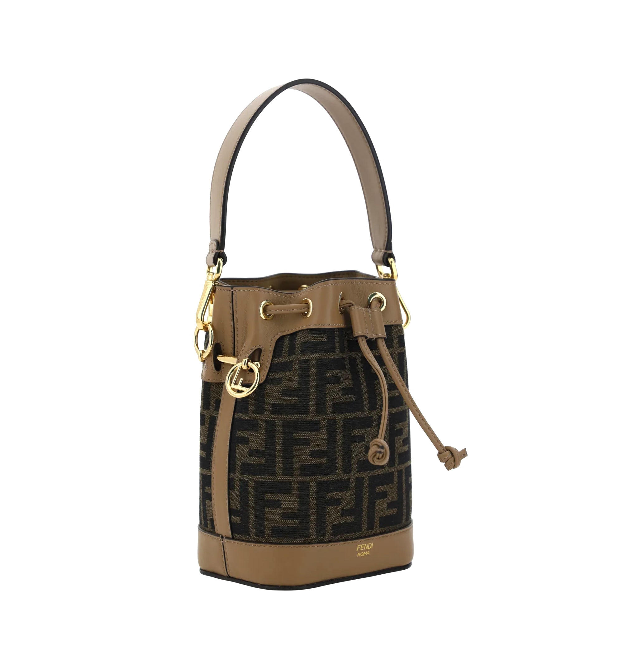 Mon Tresor Brown FF Fabric Bucket Bag