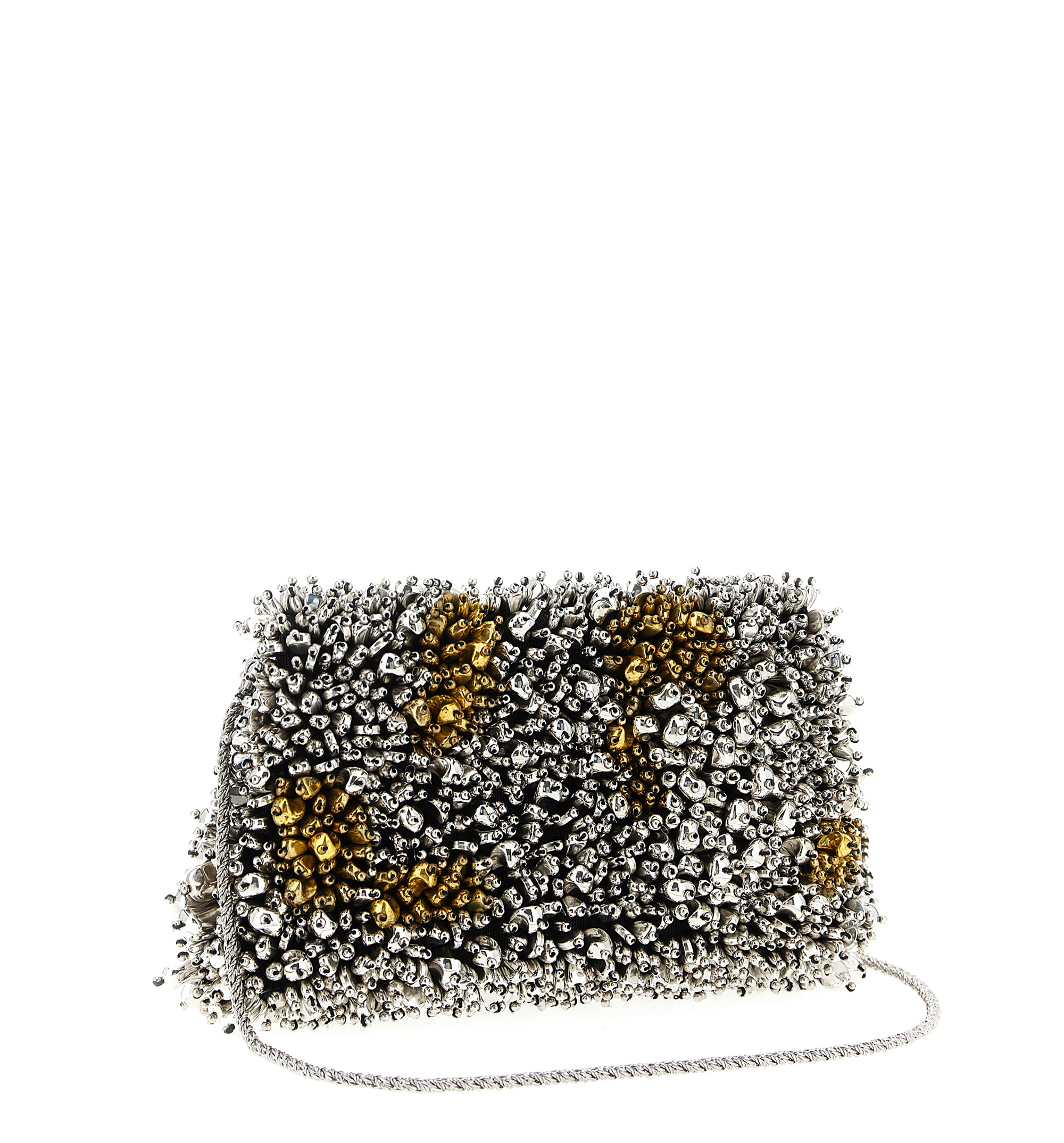 Micro Envelope Flap Metallic Beaded Clutch Bag