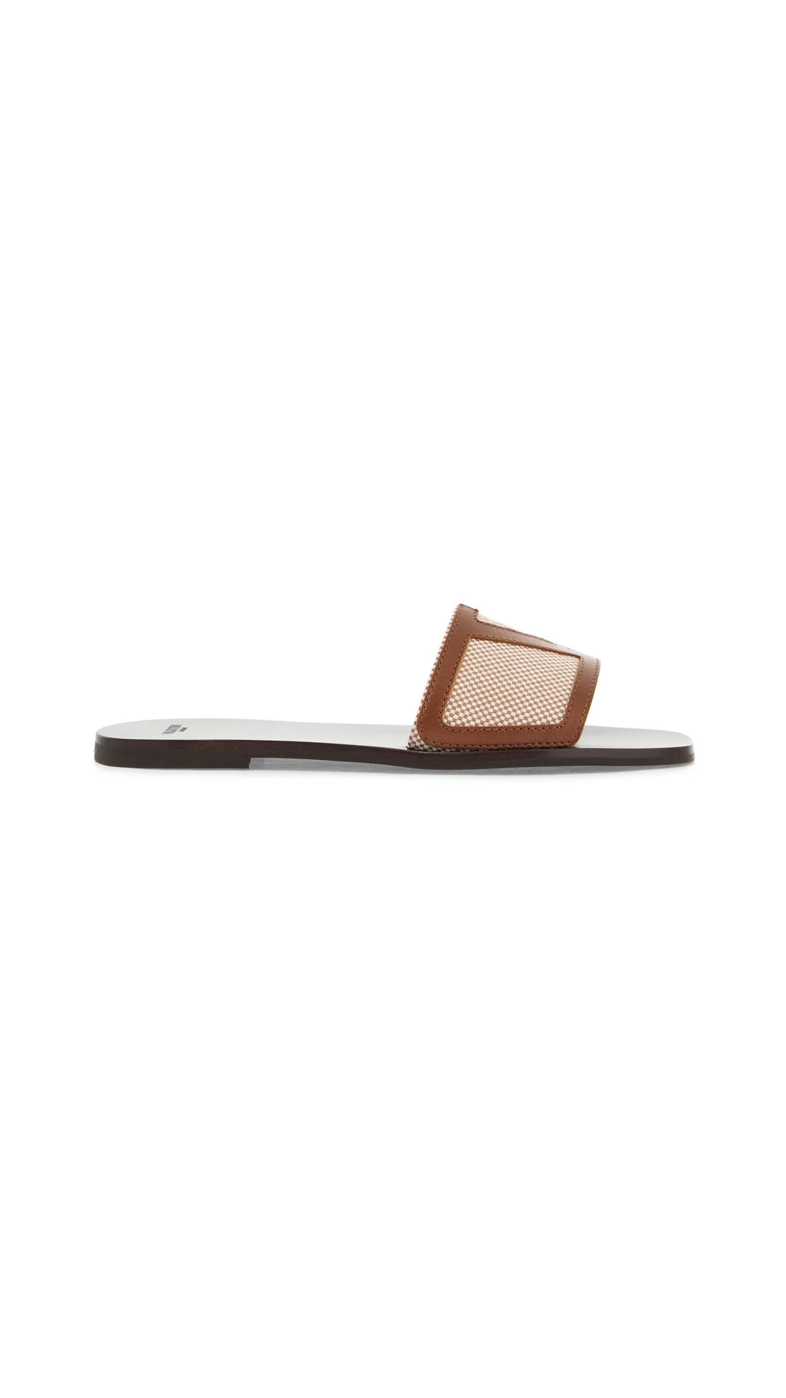 Viva Superstar Slide Sandal in Fabric and Nappa Leather - Roasted Pecan