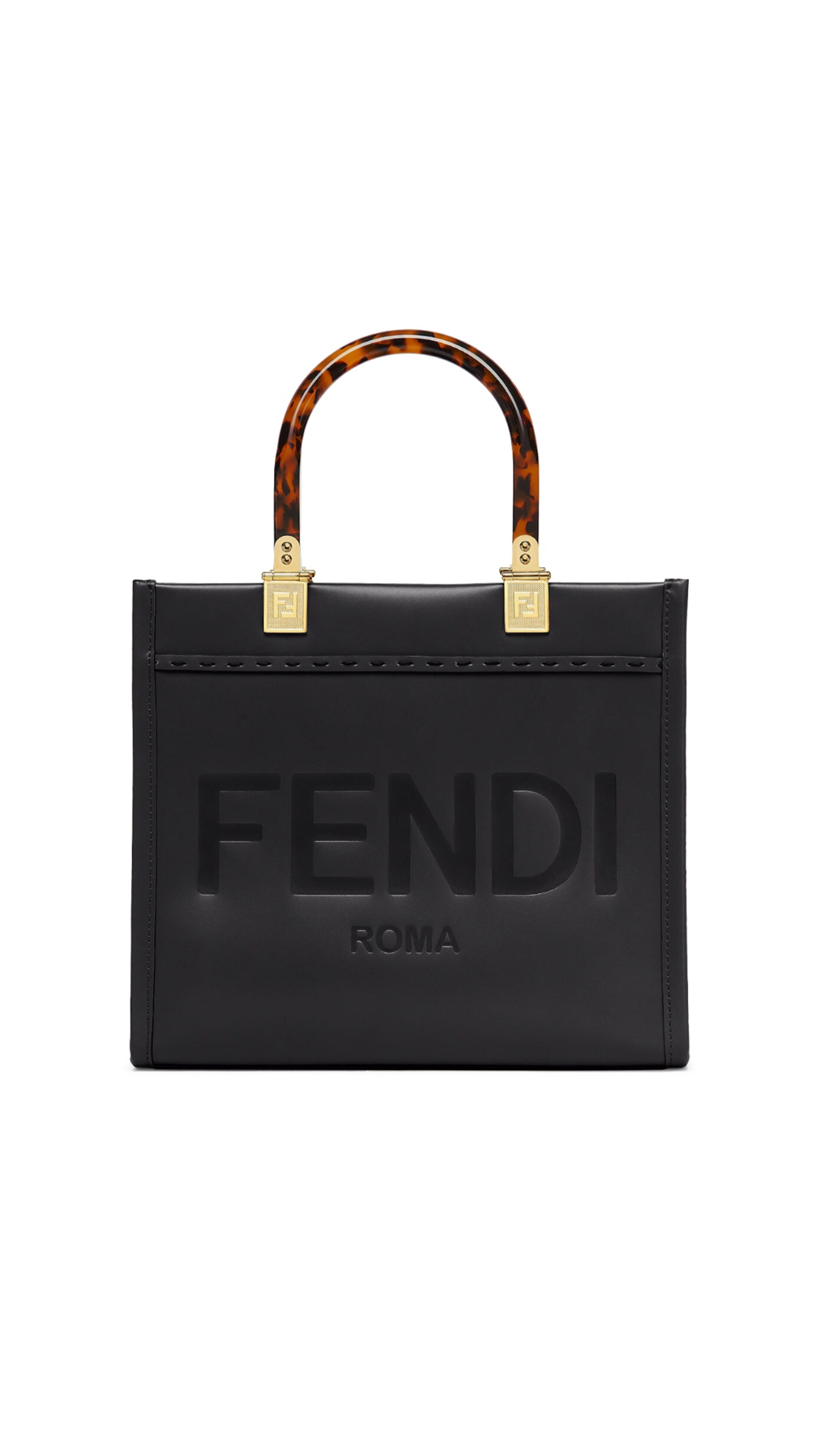 Small Leather Fendi Sunshine Shopper - Black