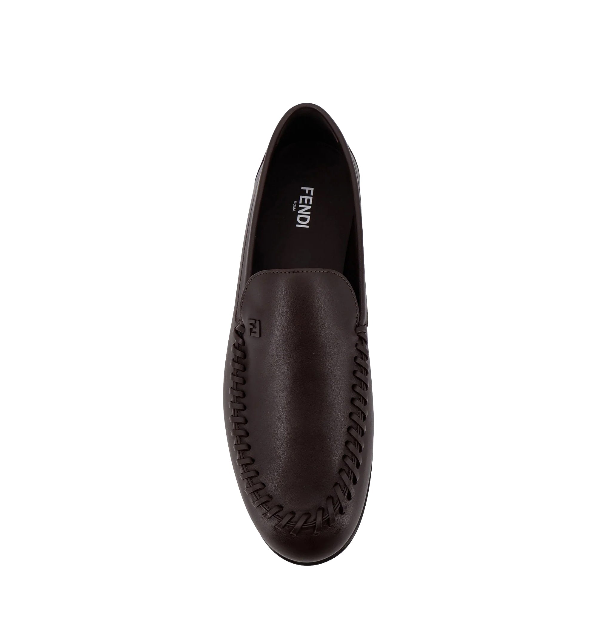 Leather Loafers with Metal FF Logo
