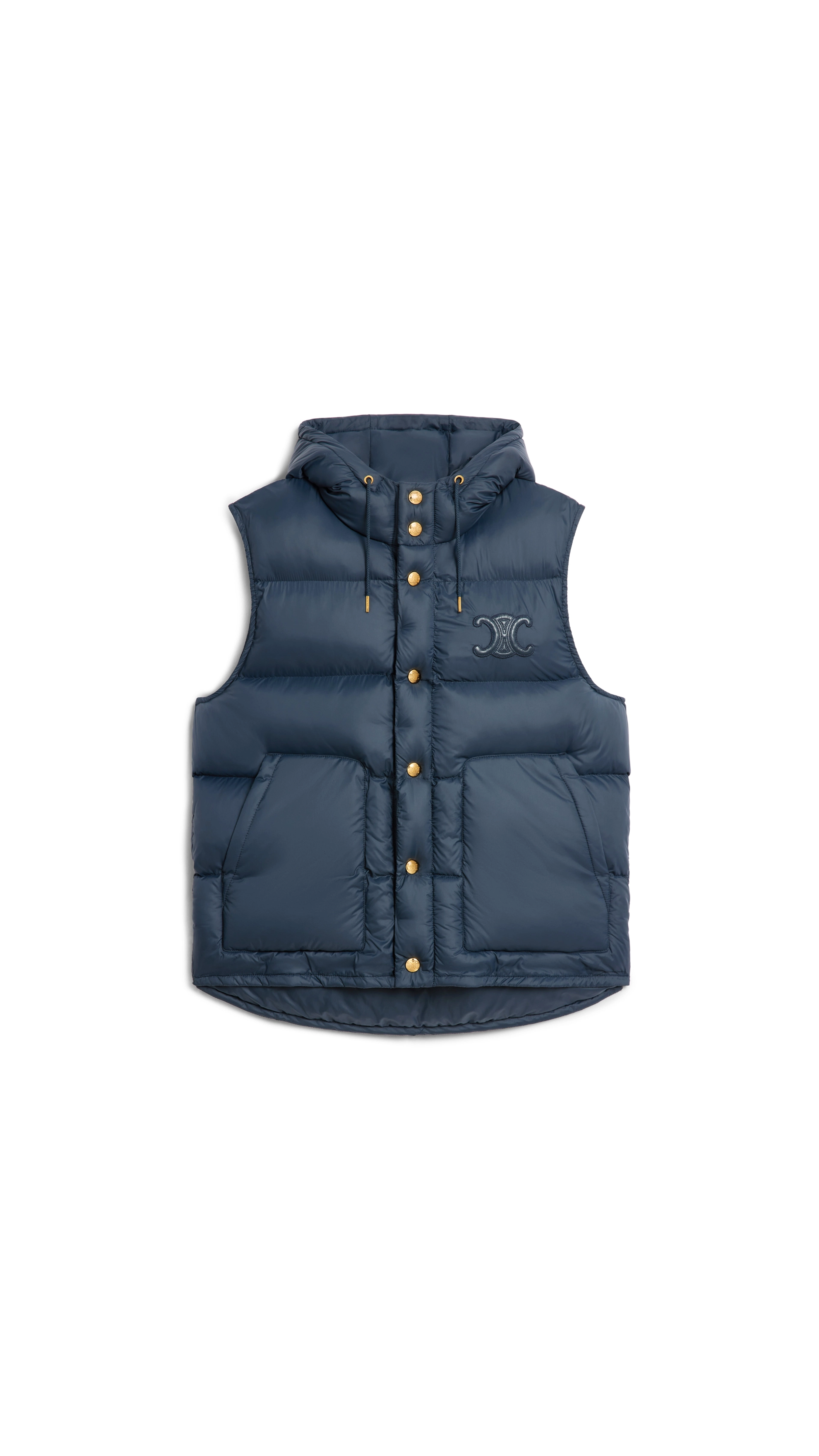 Sleeveless Down Jacket in Lightweight Nylon - Navy