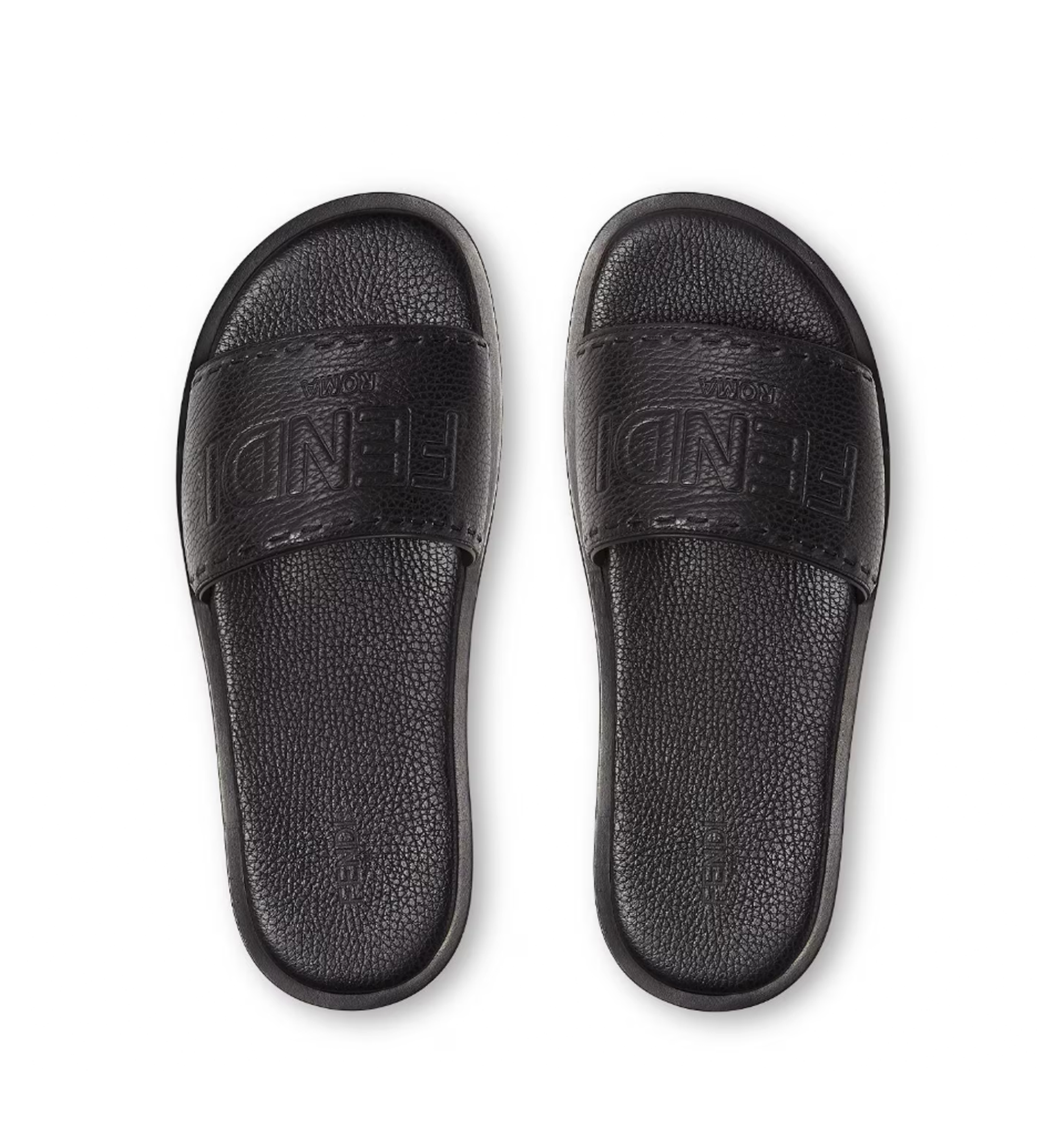 Fendi Roma Leather Slides