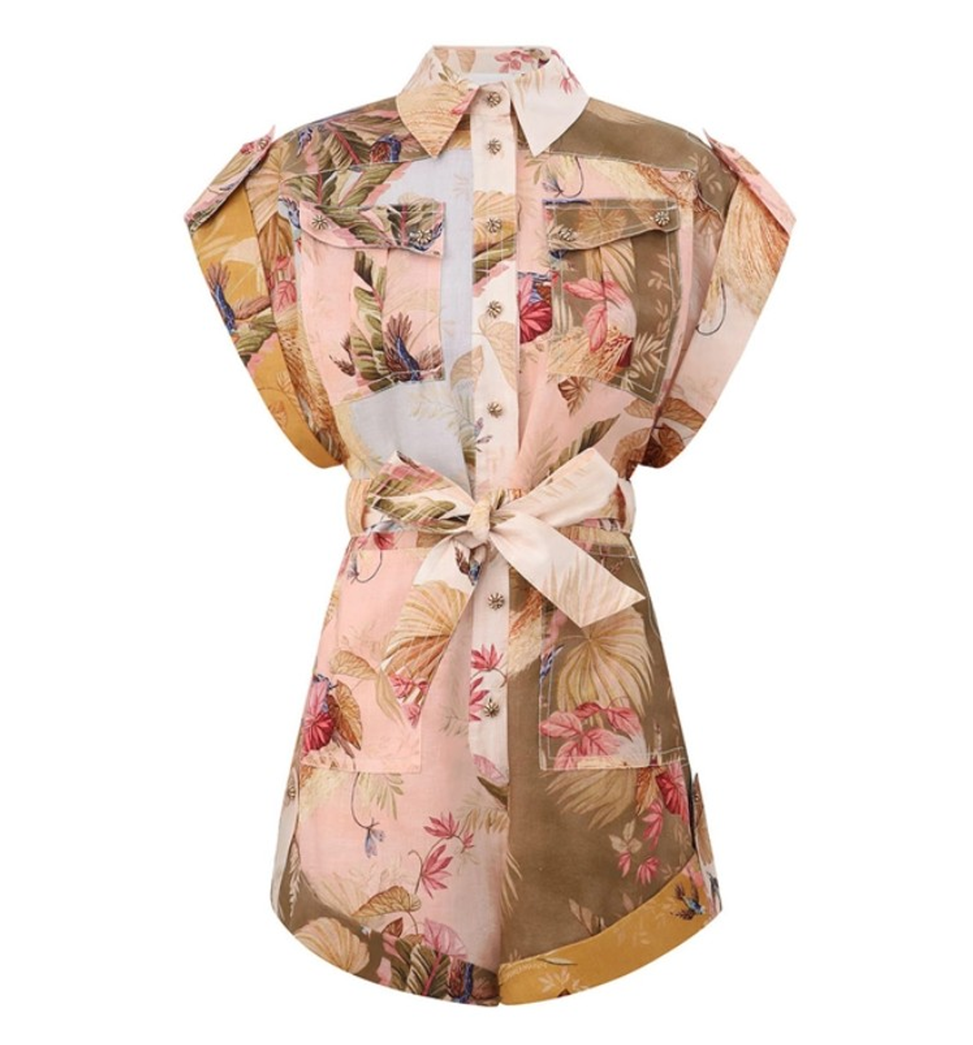 Ascension Cuffed Linen Playsuit