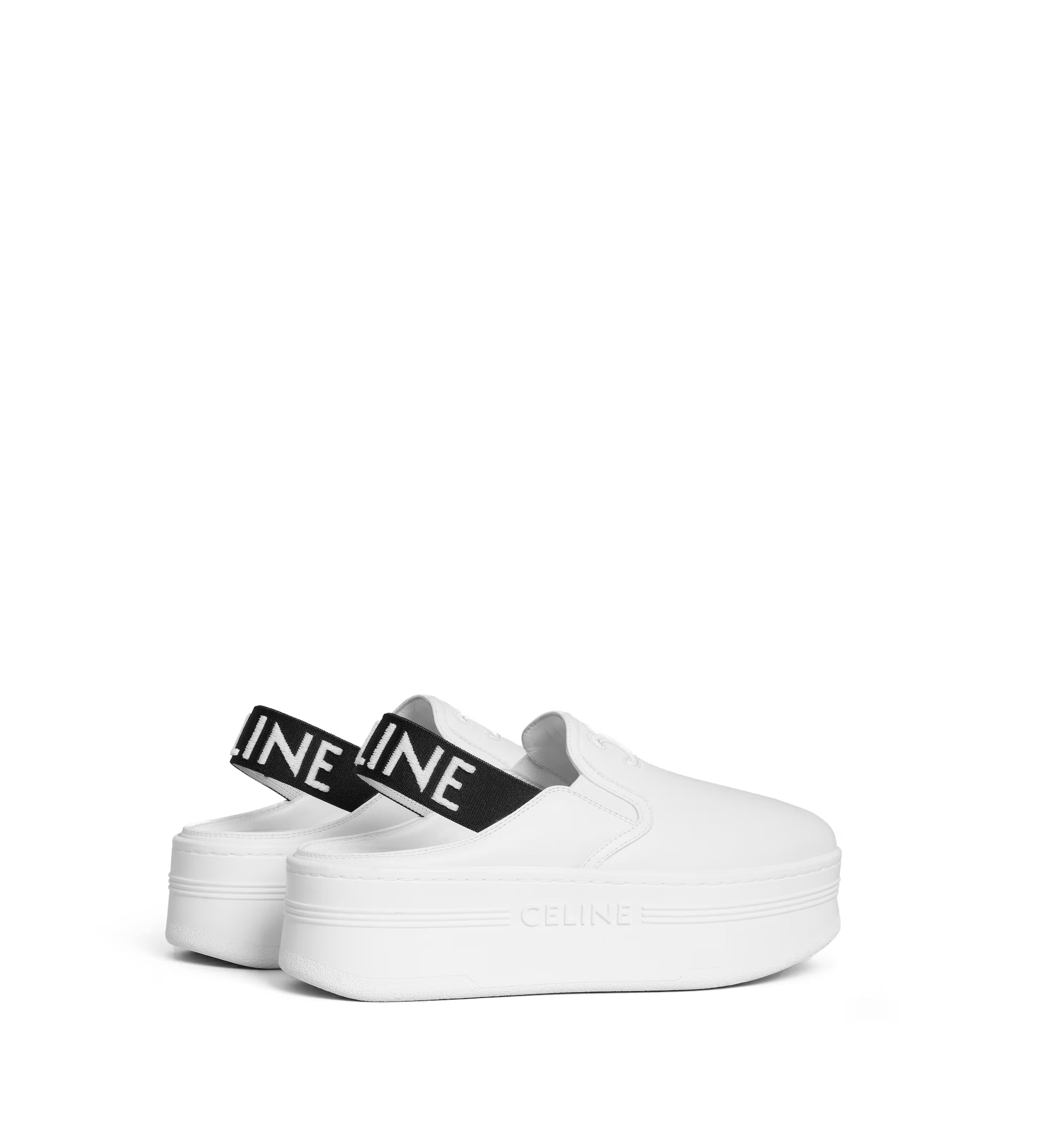 Block Wedge Mule in Calfskin and Textile with CELINE Jacquard