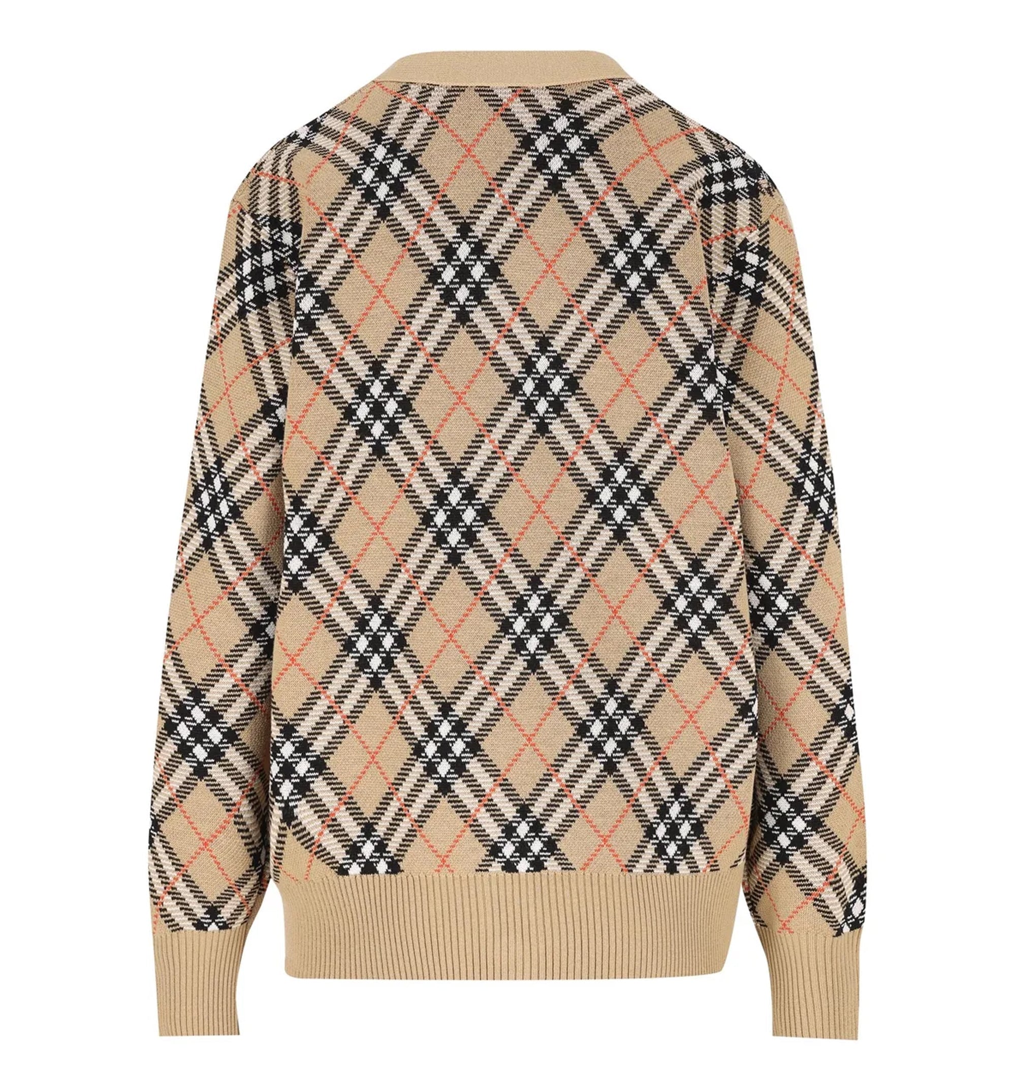 Check Wool Blend Cardigan