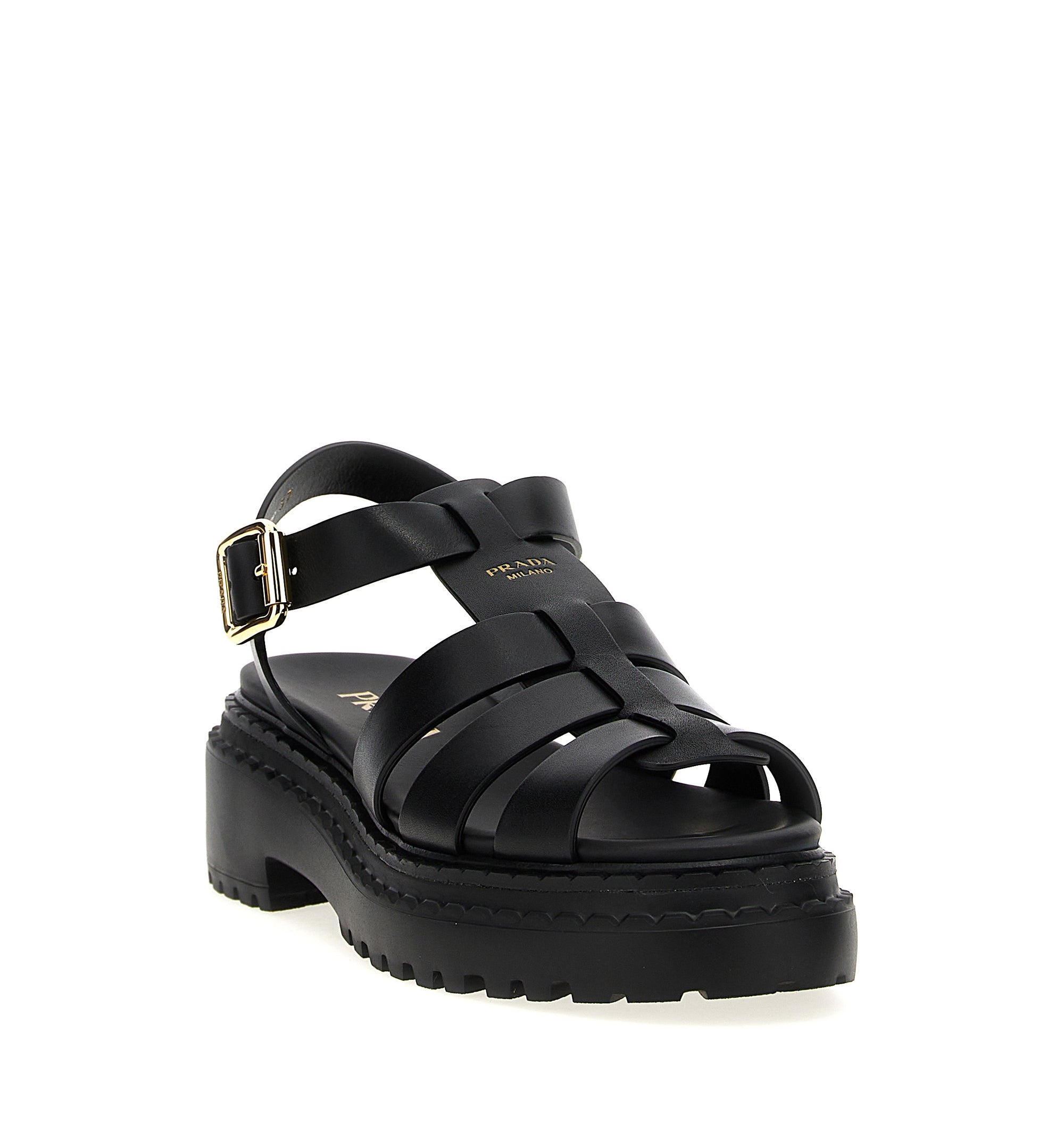 Prada Monolith Leather Sandals