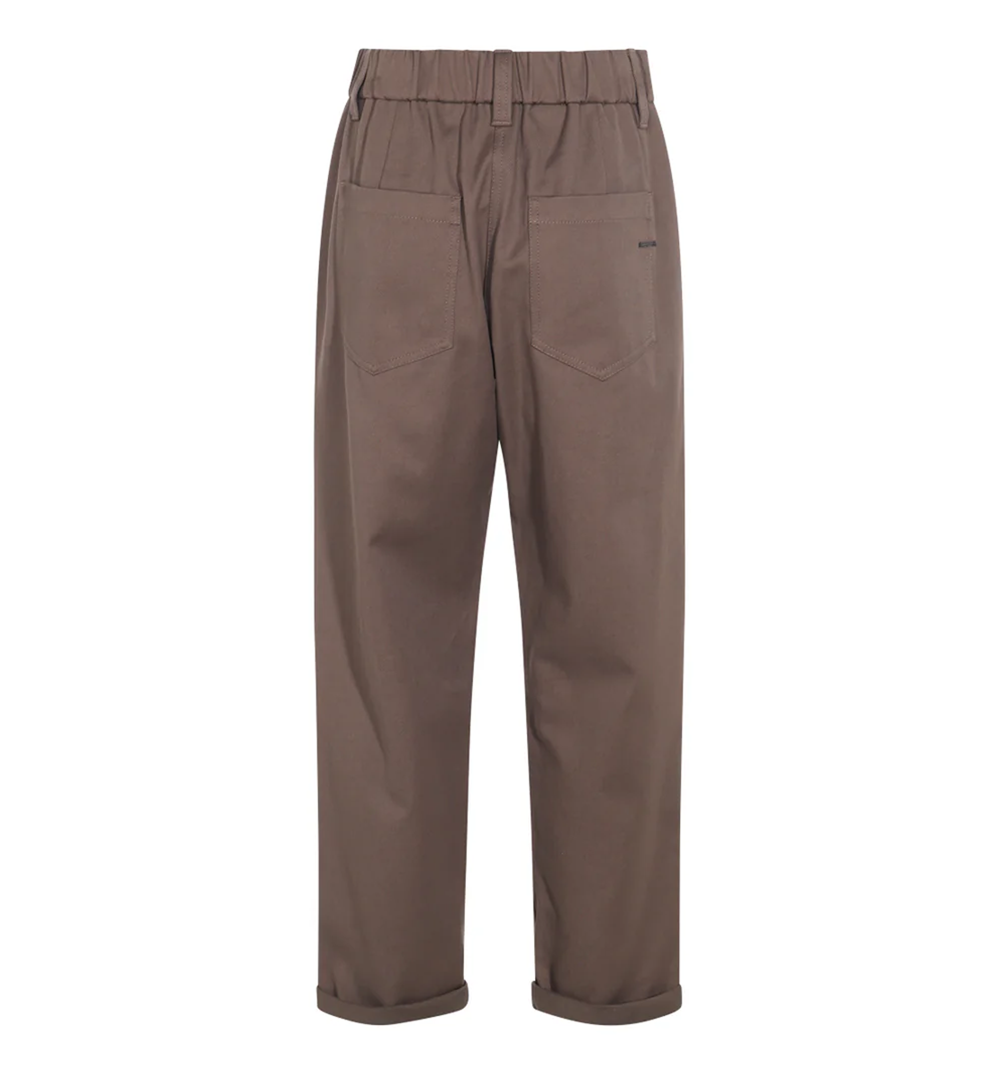 Stretch Cotton Cover Baggy Pull-On Trousers