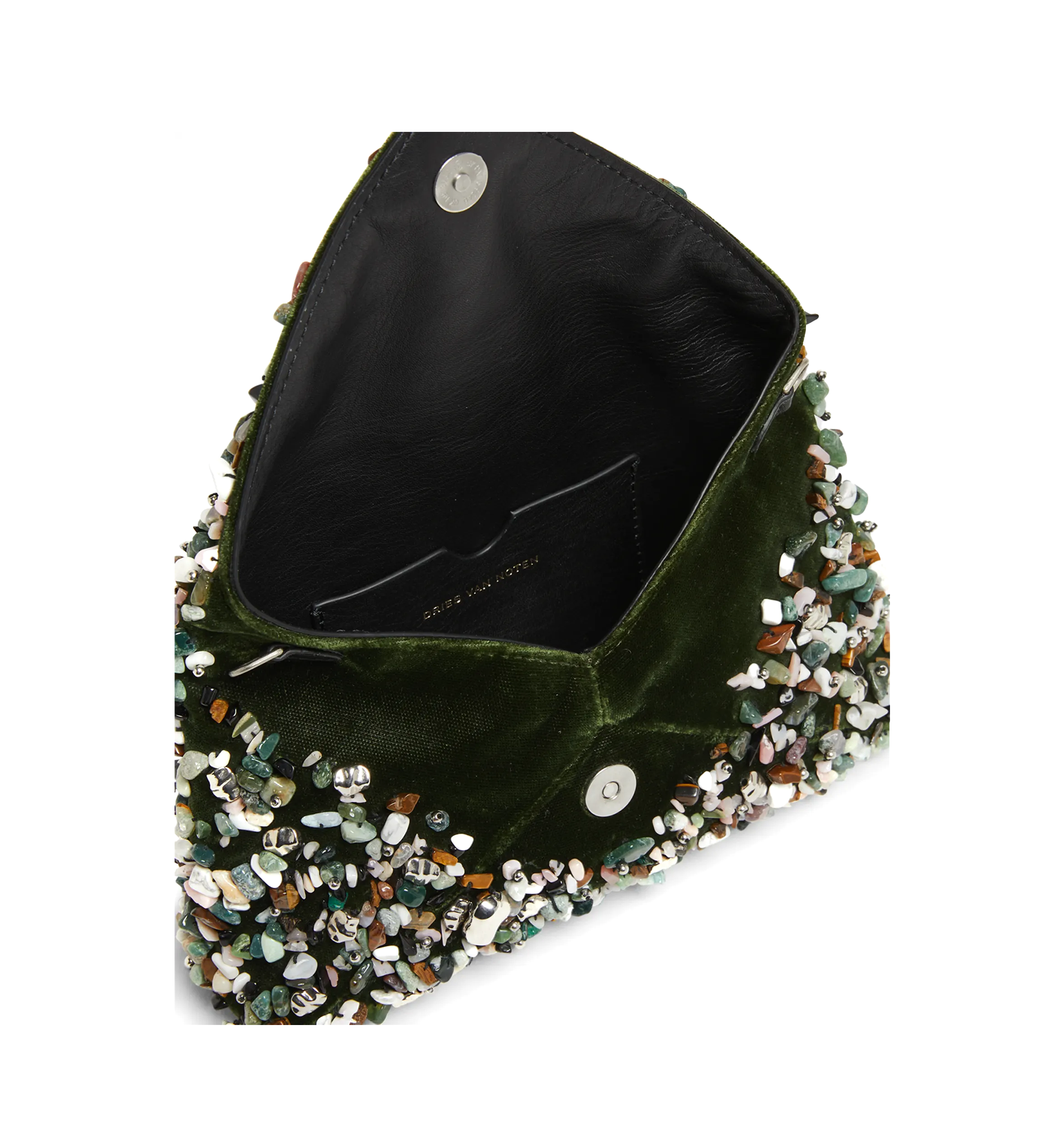 Stone-Embellished Envelope Clutch Bag