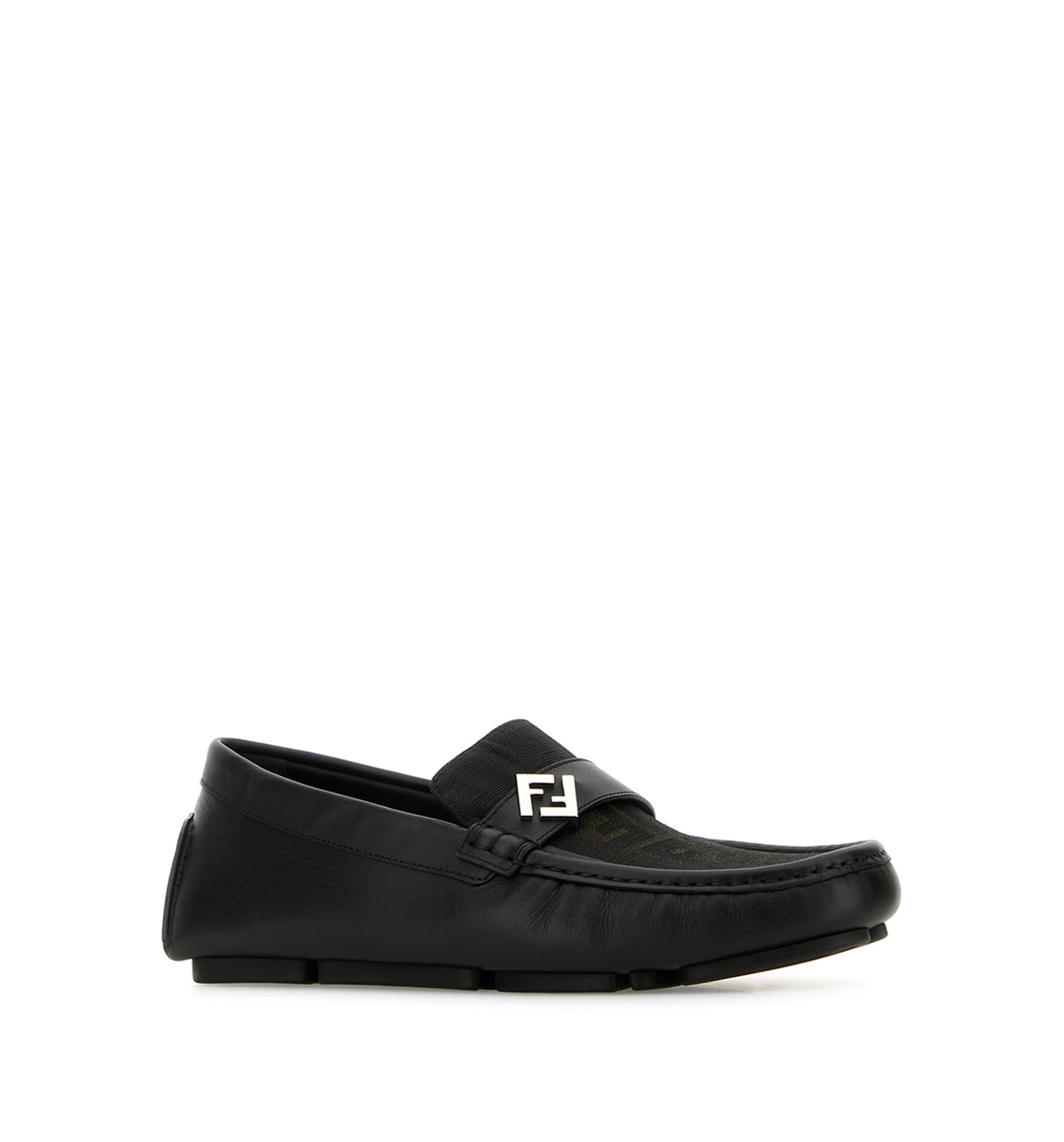 Leather And Fabric Driver Loafers