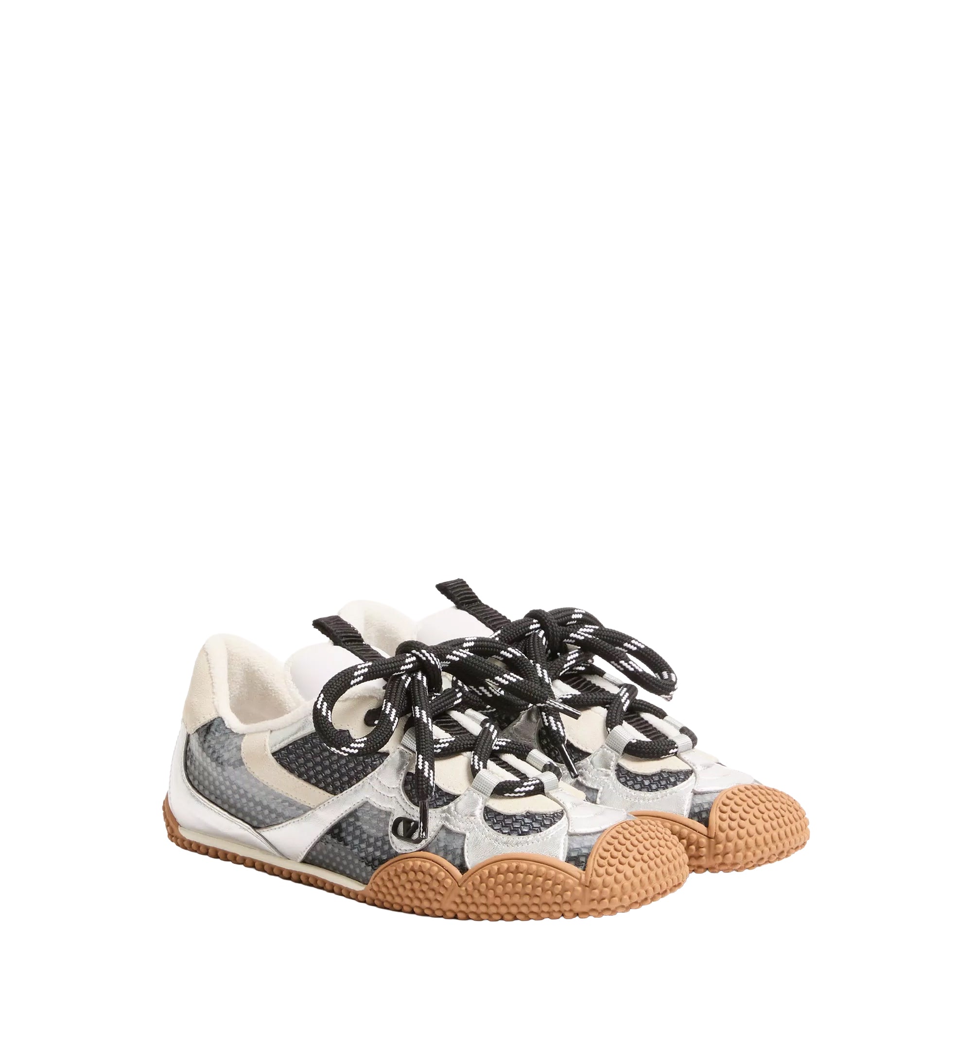 Amphibia Sneaker in Rubberized Calfskin and Laminated Nappa