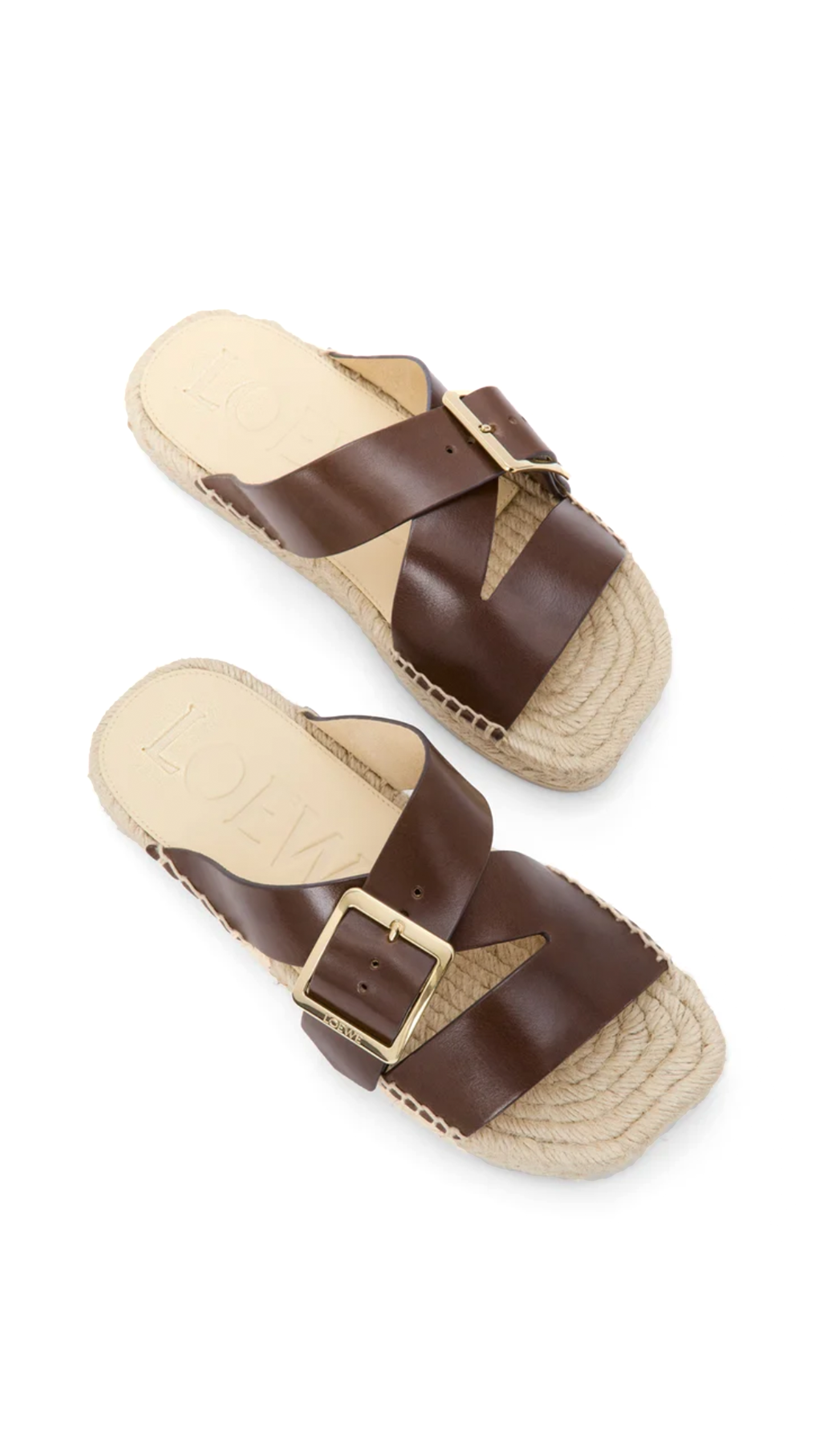 Petal Espadrille Slide in Vegetable-Tanned Calfskin