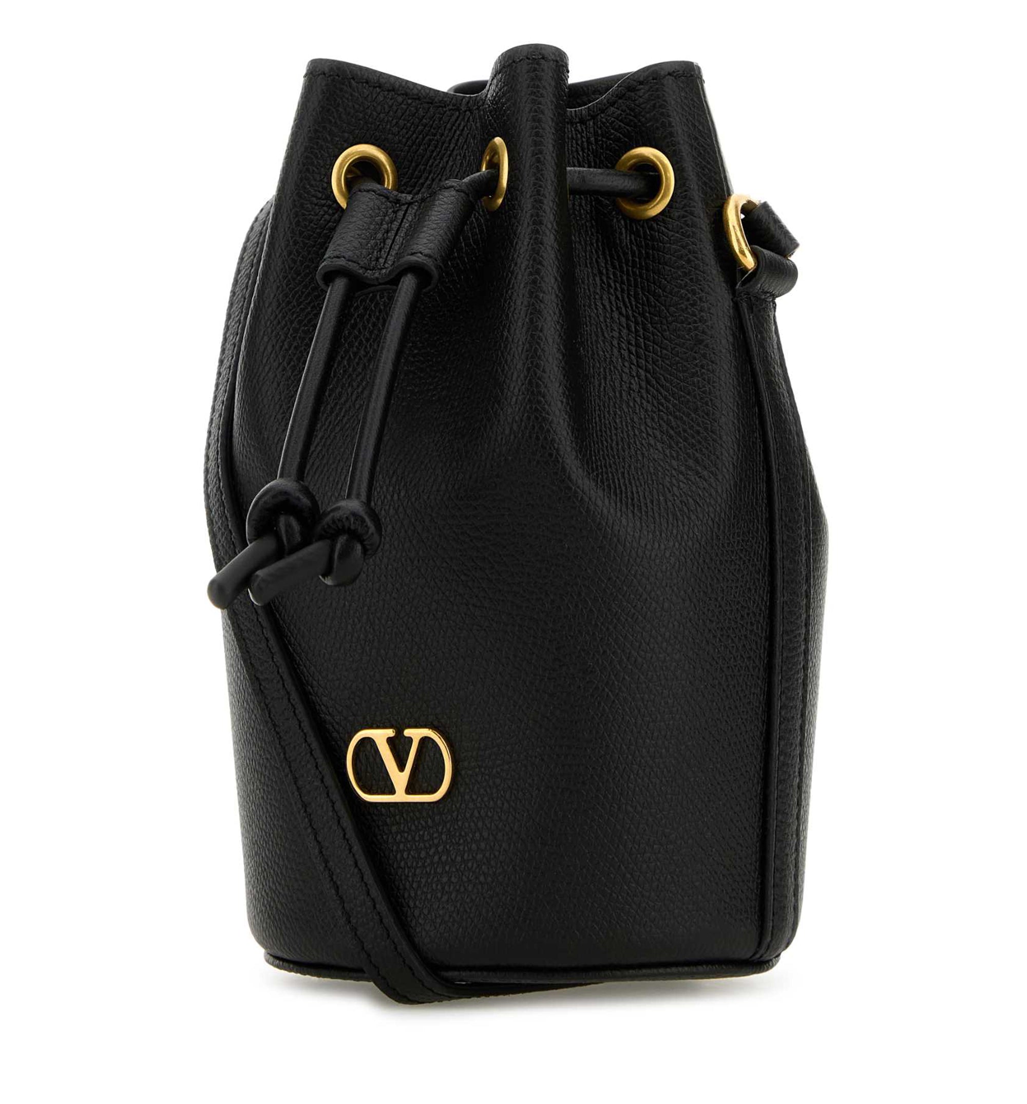 V-Logo Drawstring Mini Bucket Bag