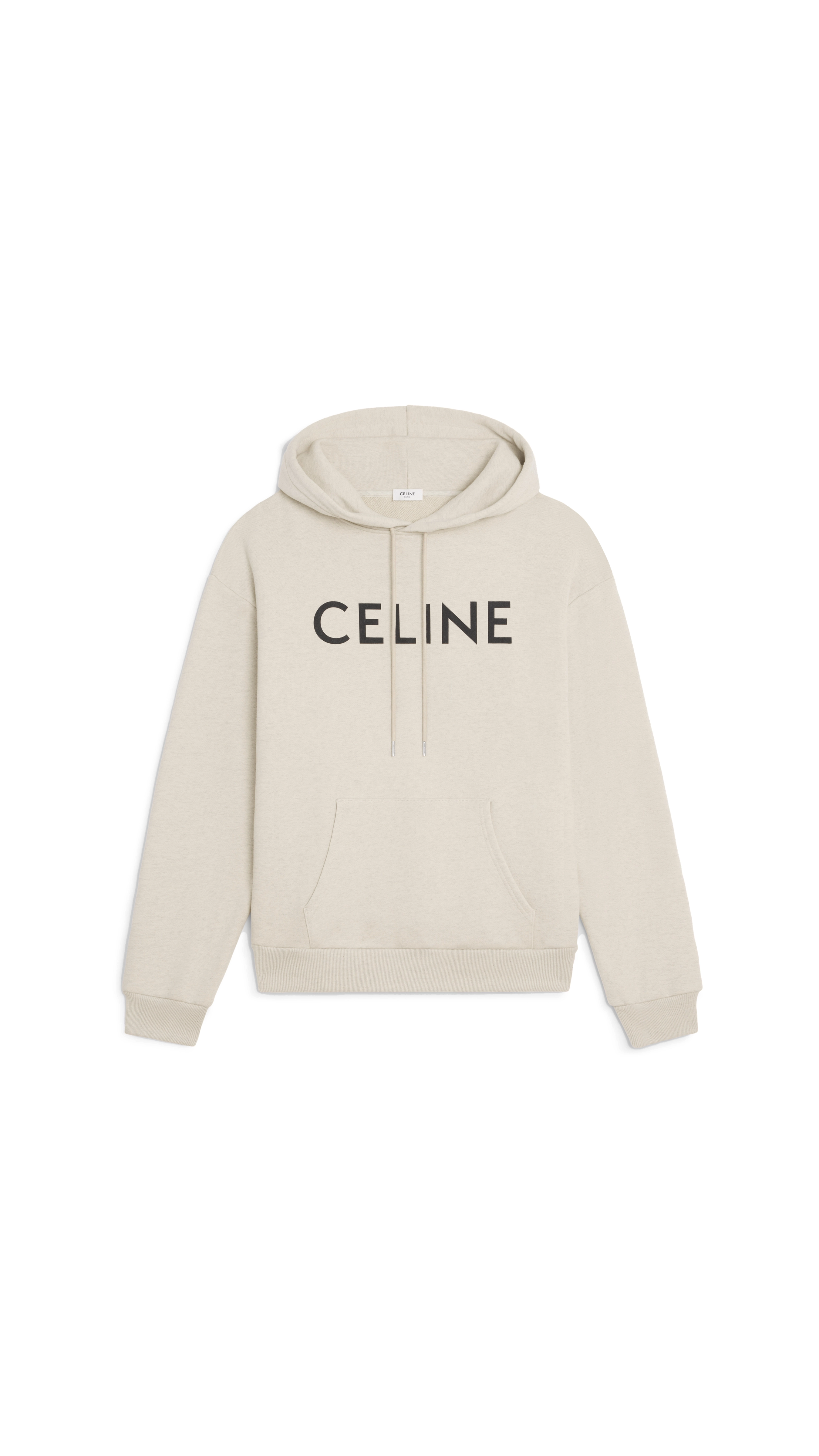 Loose Hoodie in Cotton Fleece - Cream/Black