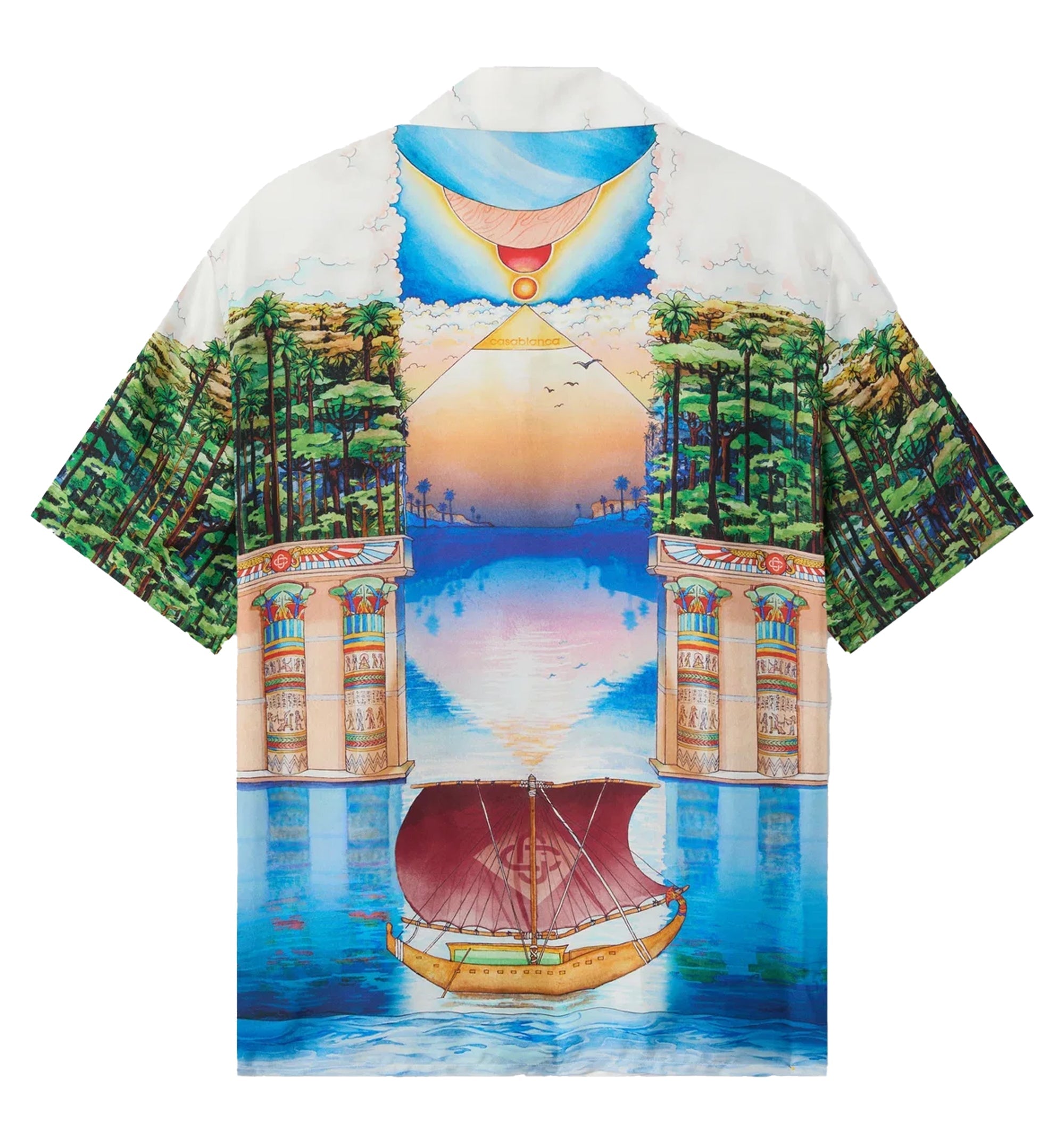 Multicolour Trompe L'Oeil Short Sleeve Silk Shirt