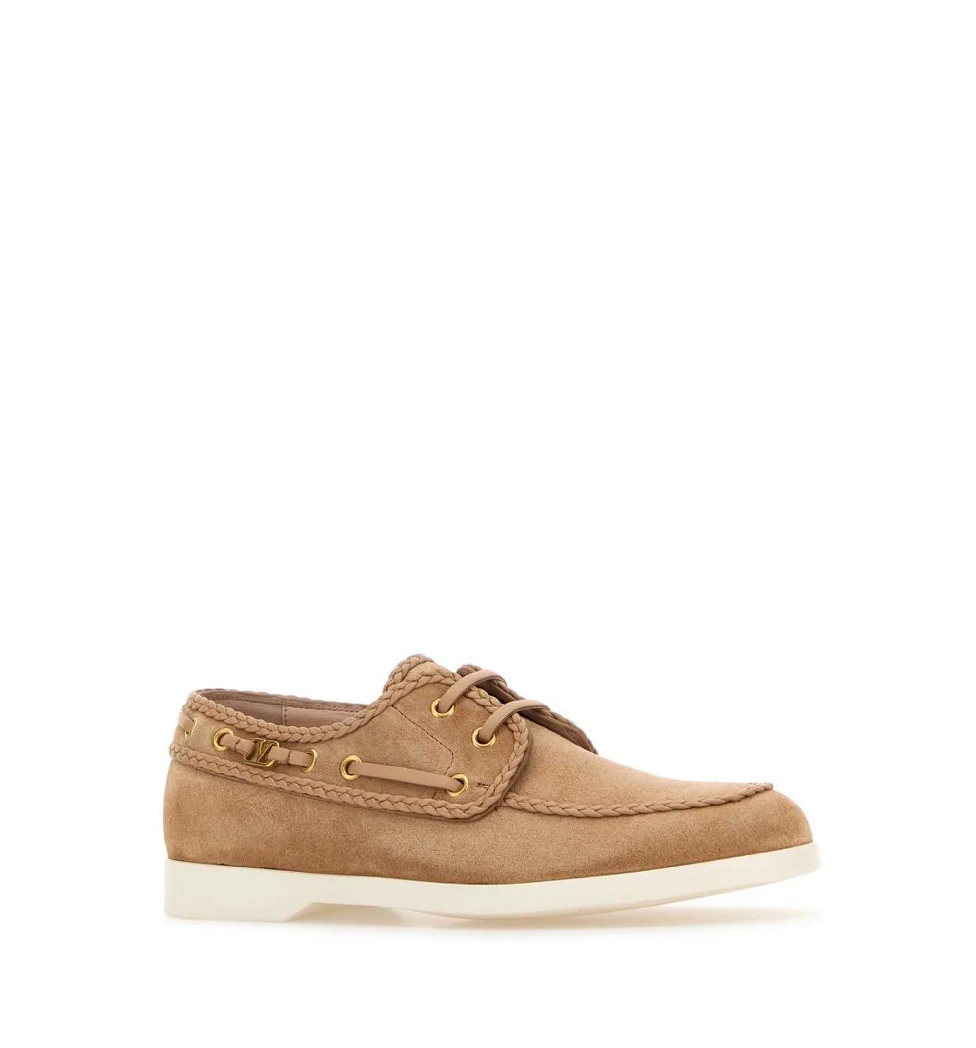 Braided-Edge Lace-Up Boat Shoes