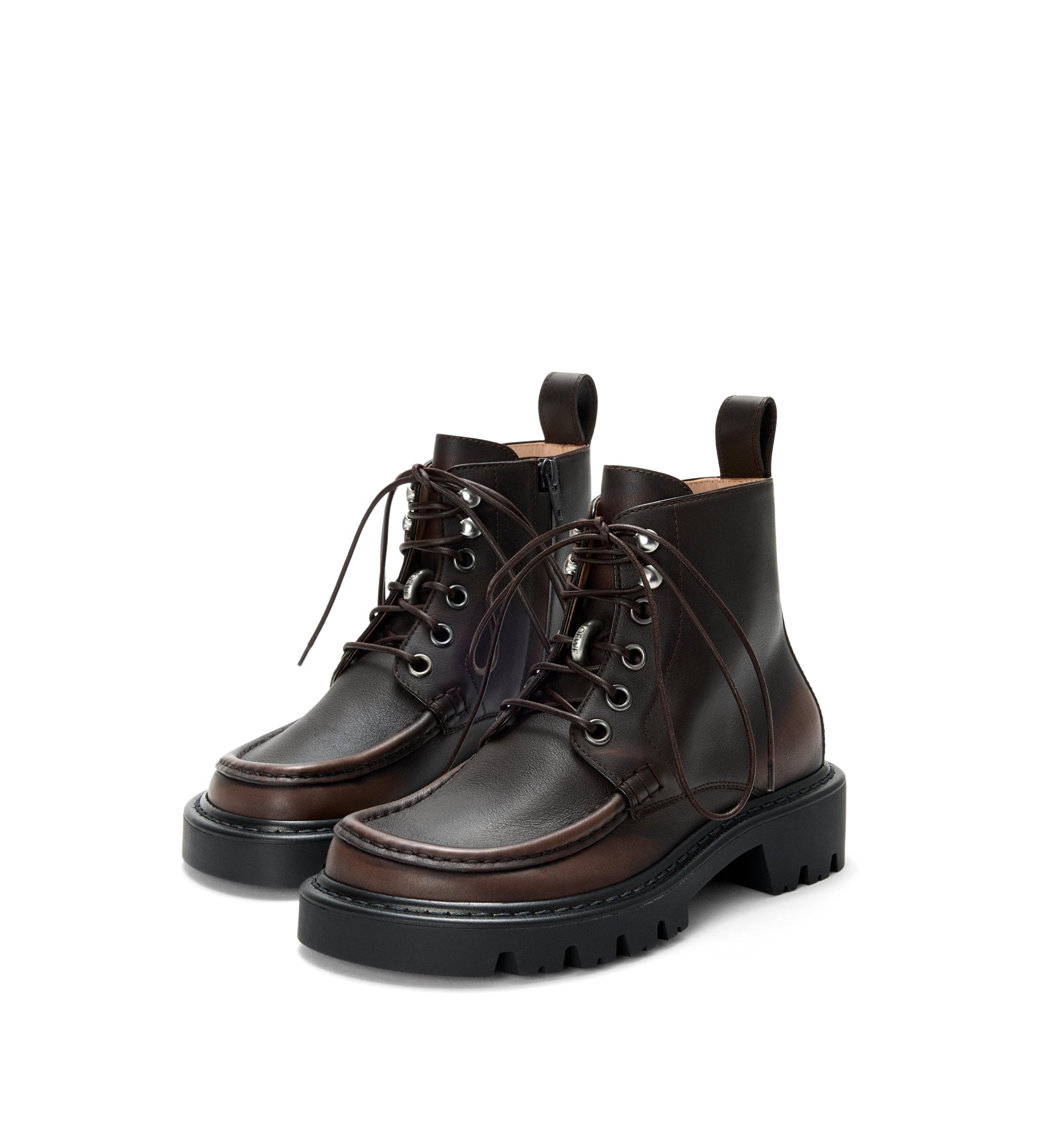 Sierra Combat Ankle Boot In Brushed-Off Calfskin