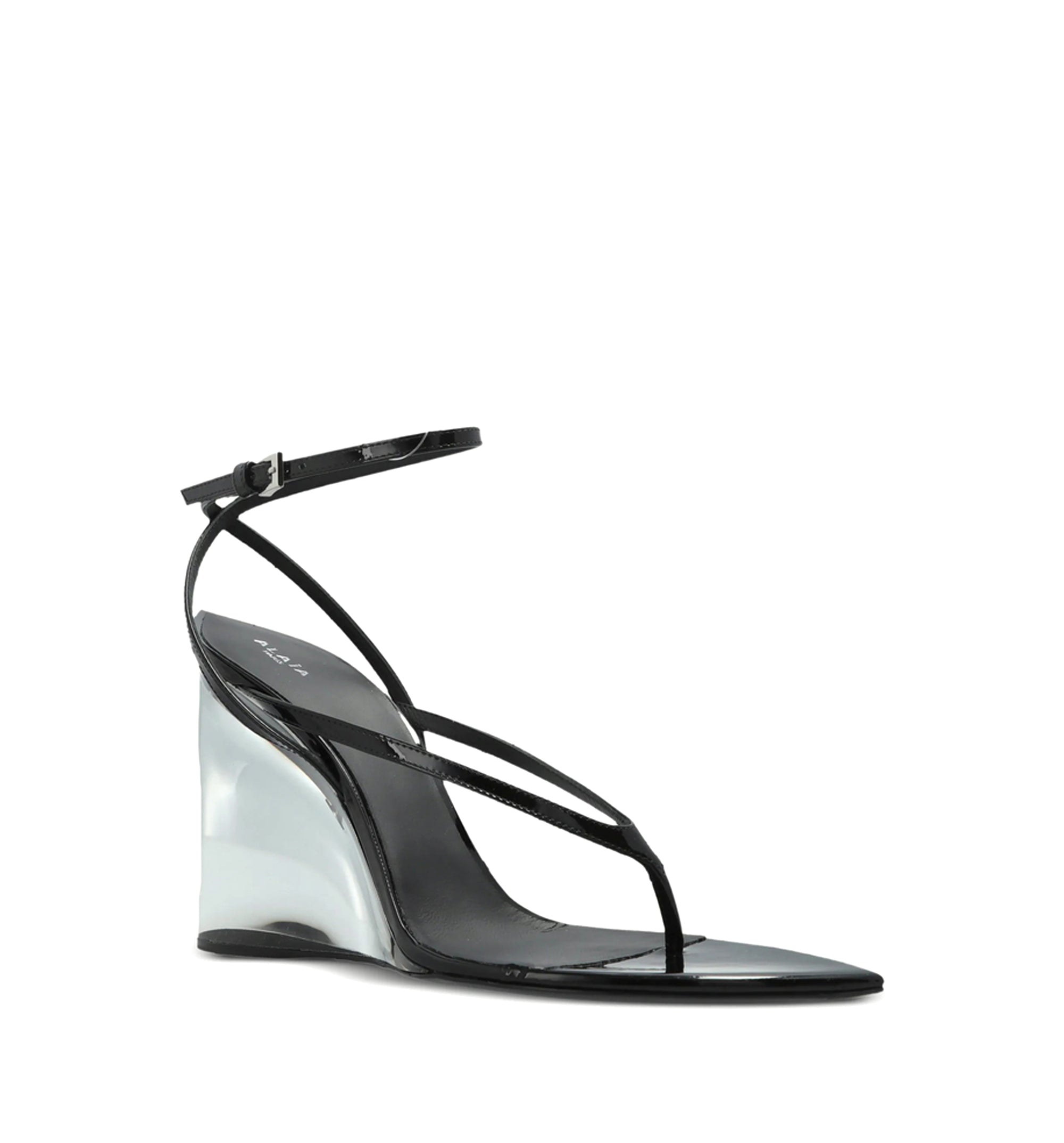 Invisible Thong Sandals In Patent Calfskin