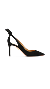 Suede Bow Tie Pump - Black