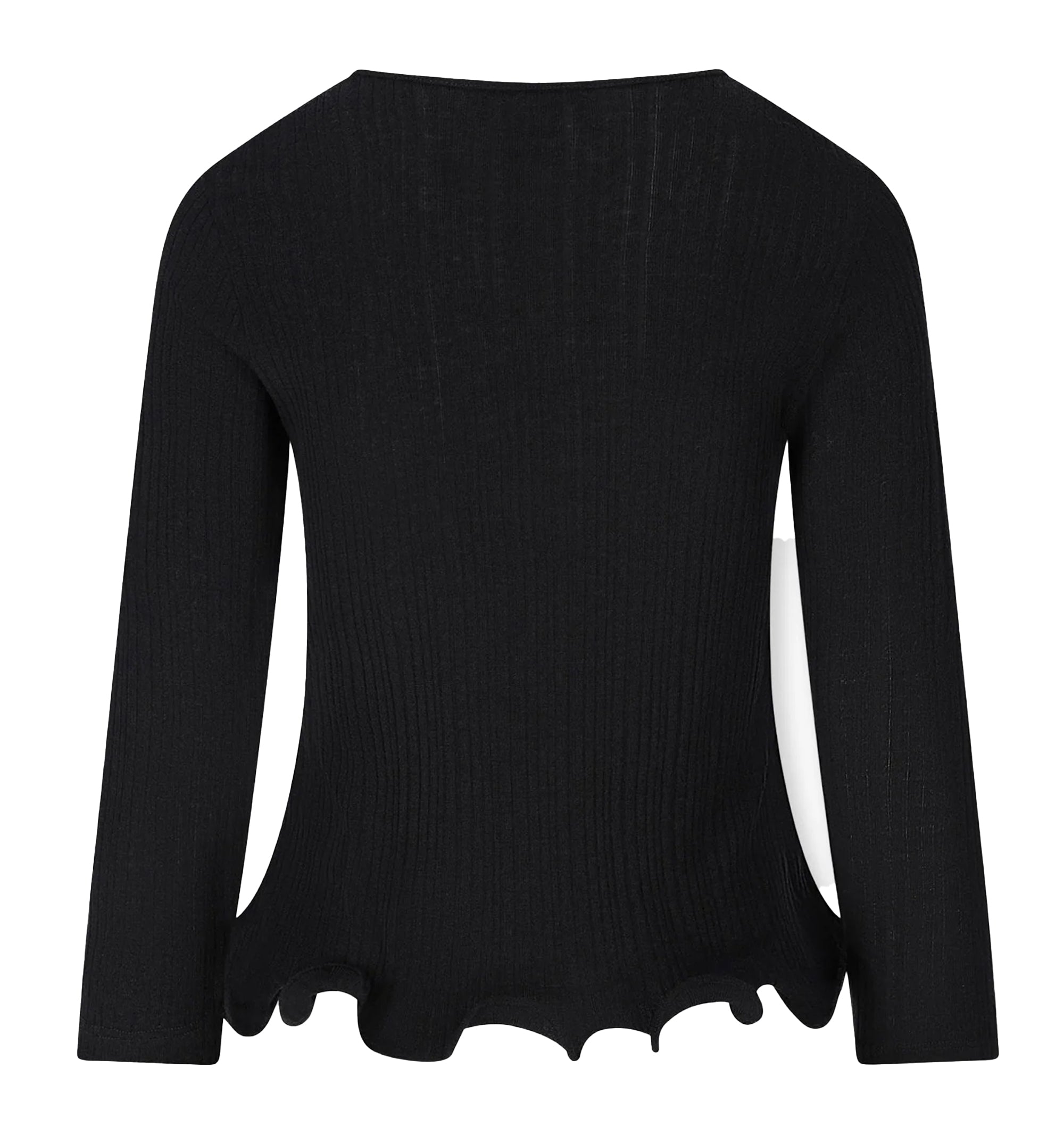 V-Neck Ribbed Wool Top