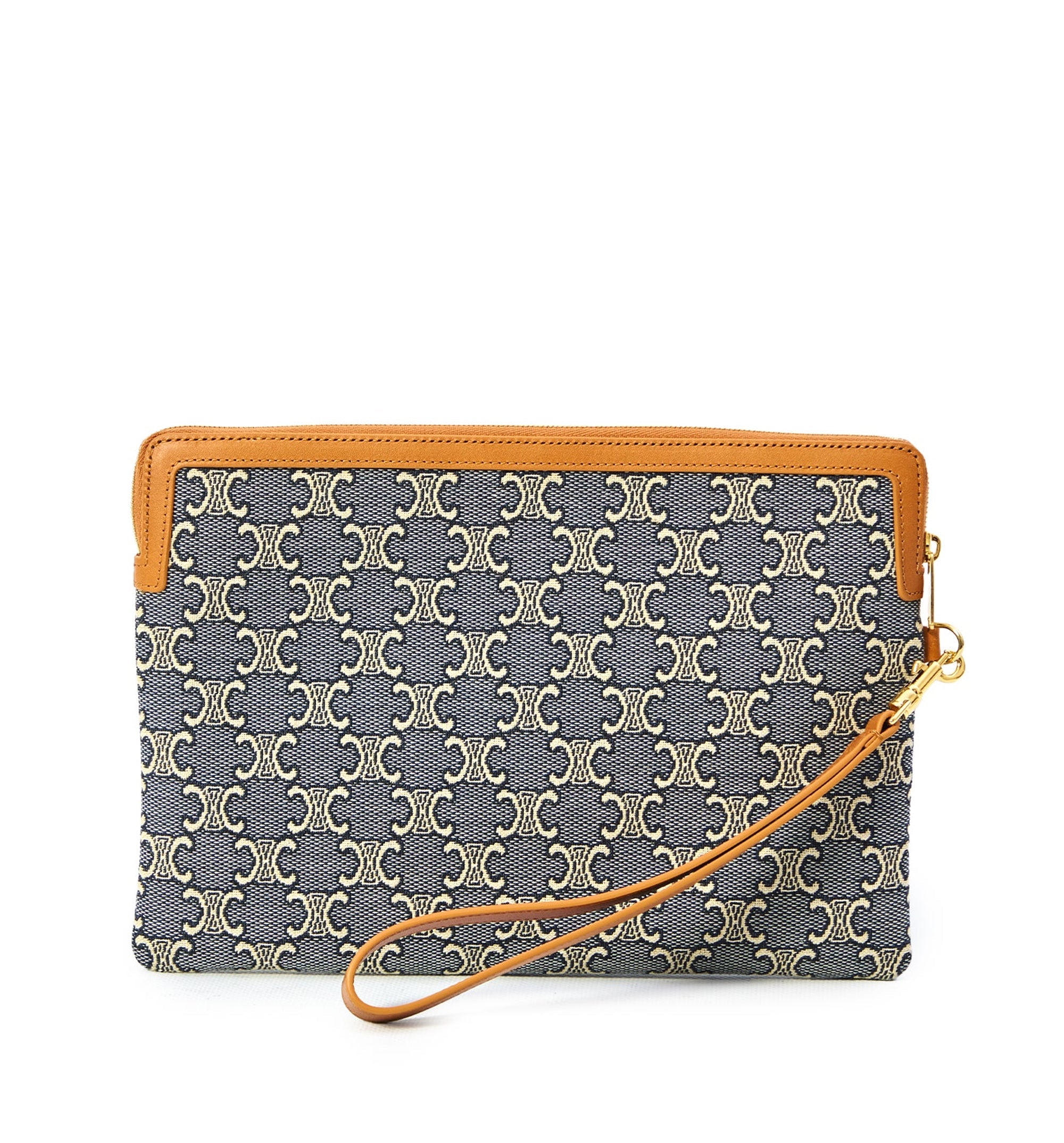 Small Pouch With Strap Cuir Triomphe In Jacquard Triomphe All Over