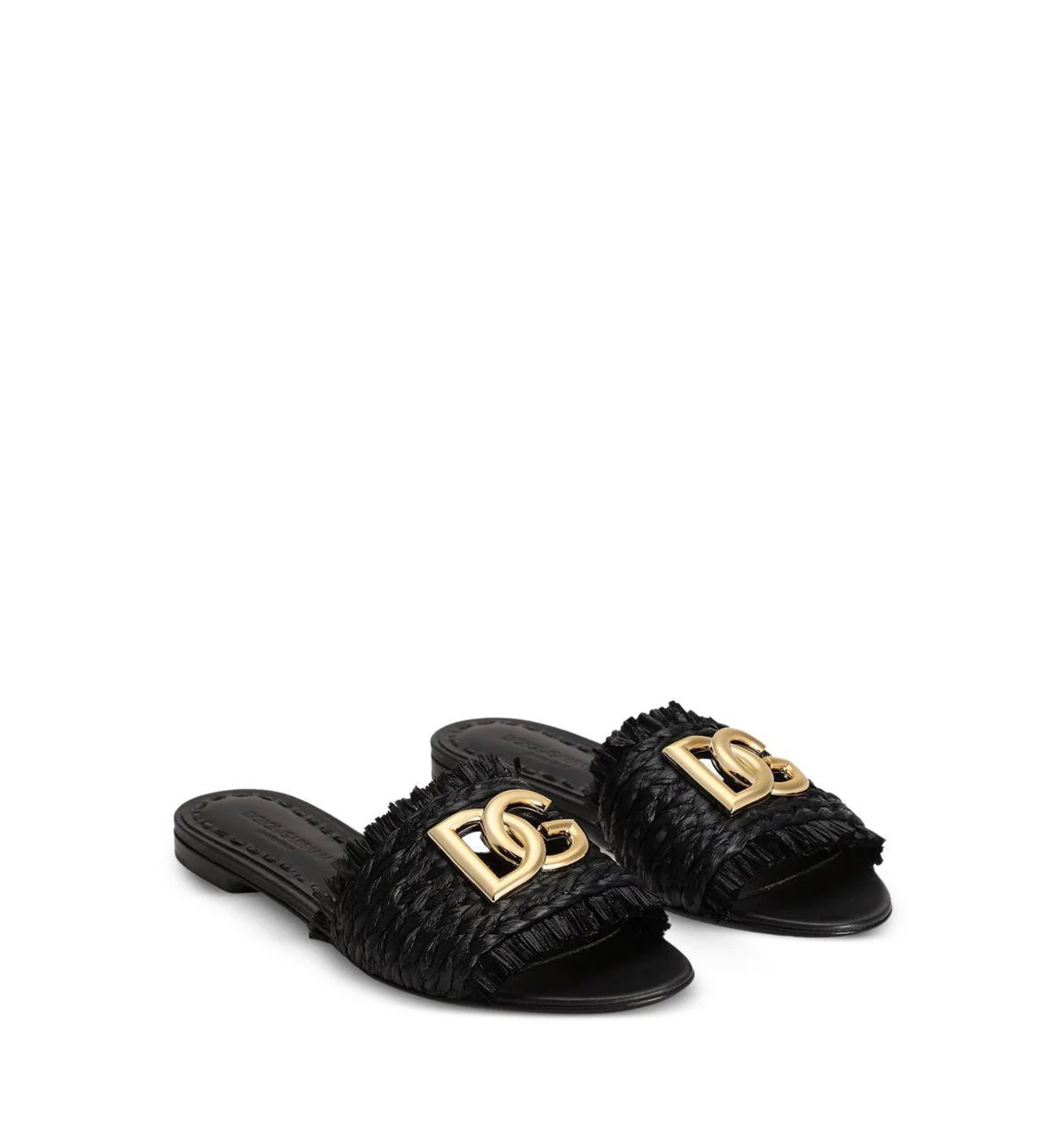 DG Logo Raffia Flat Sandals
