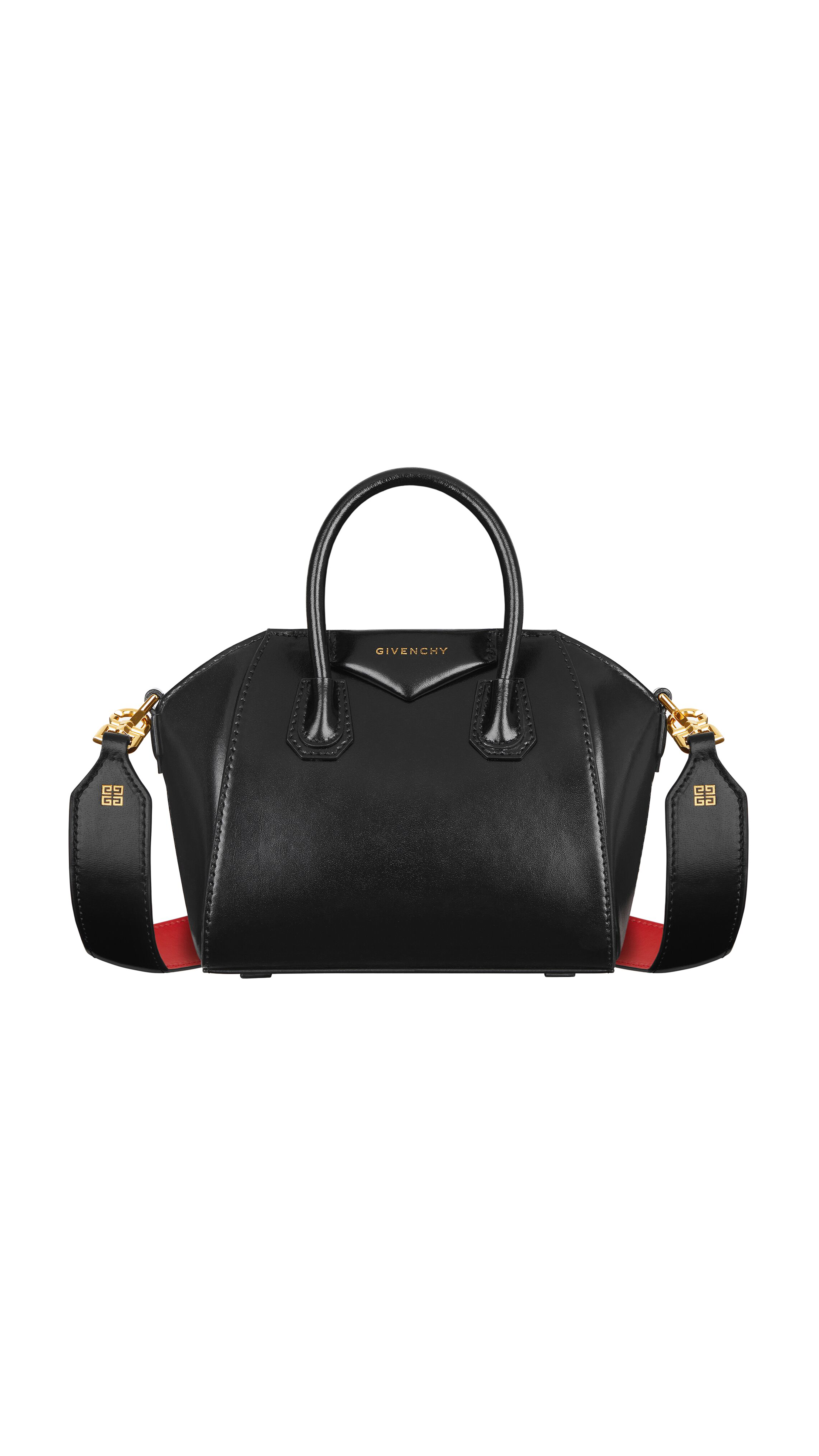 Antigona Toy Bag in Box Leather - Black/Red