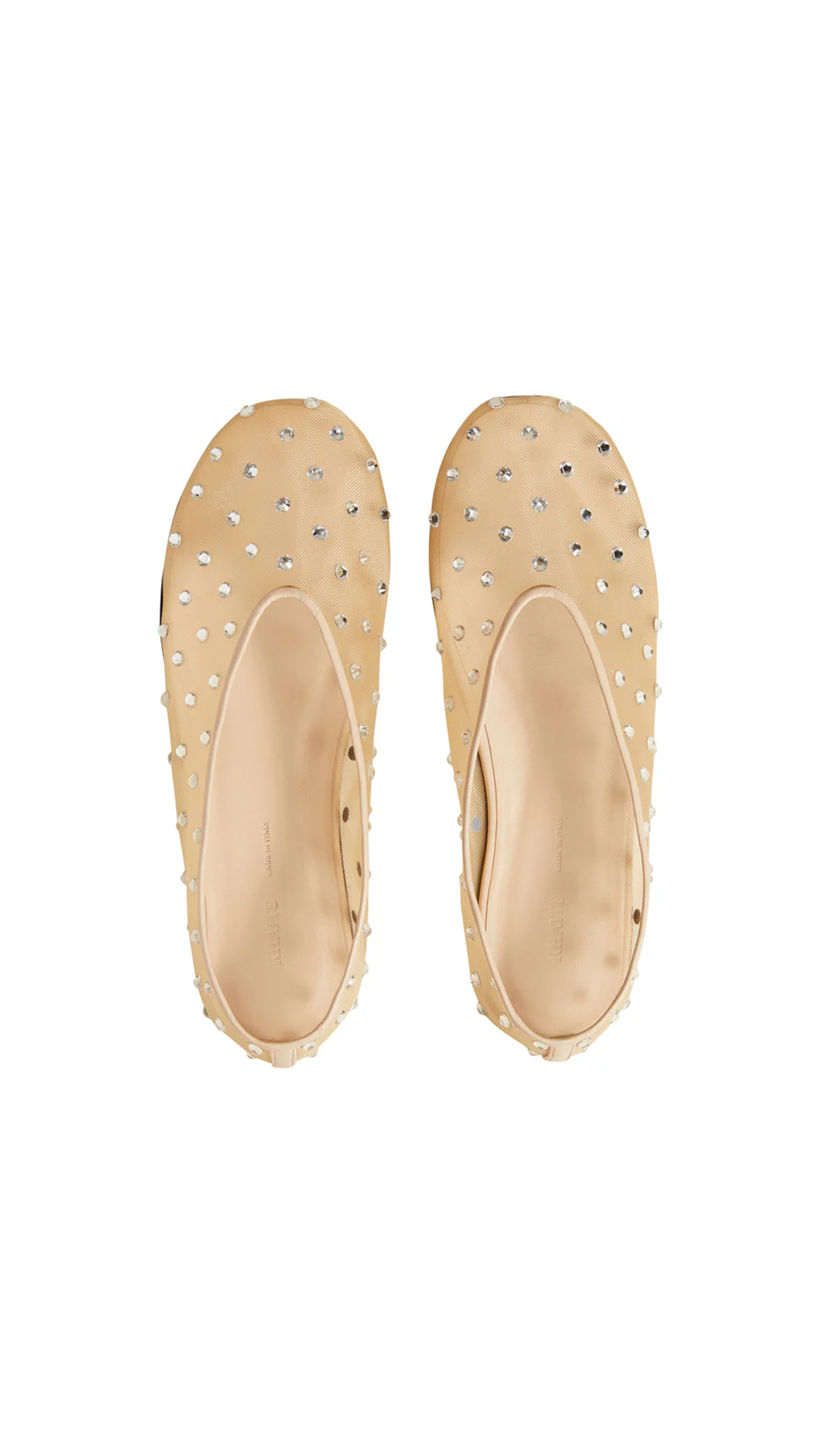 The Marcy Flat in Mesh with Crystal - Beige