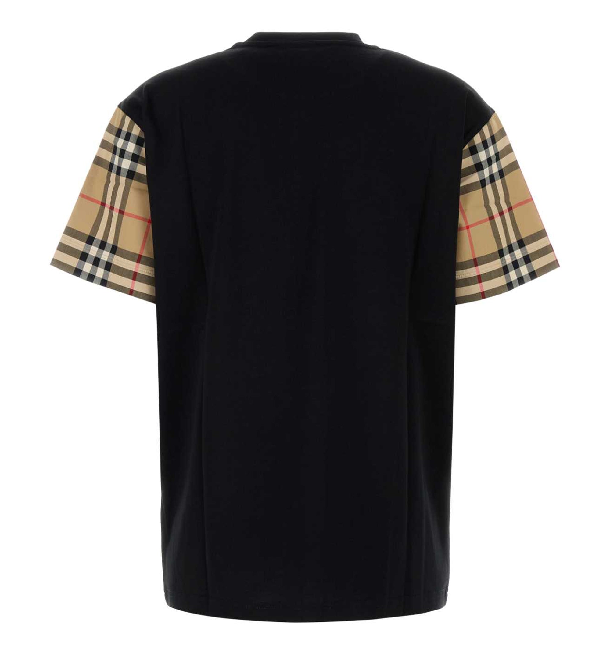 Check Sleeve Cotton T-Shirt