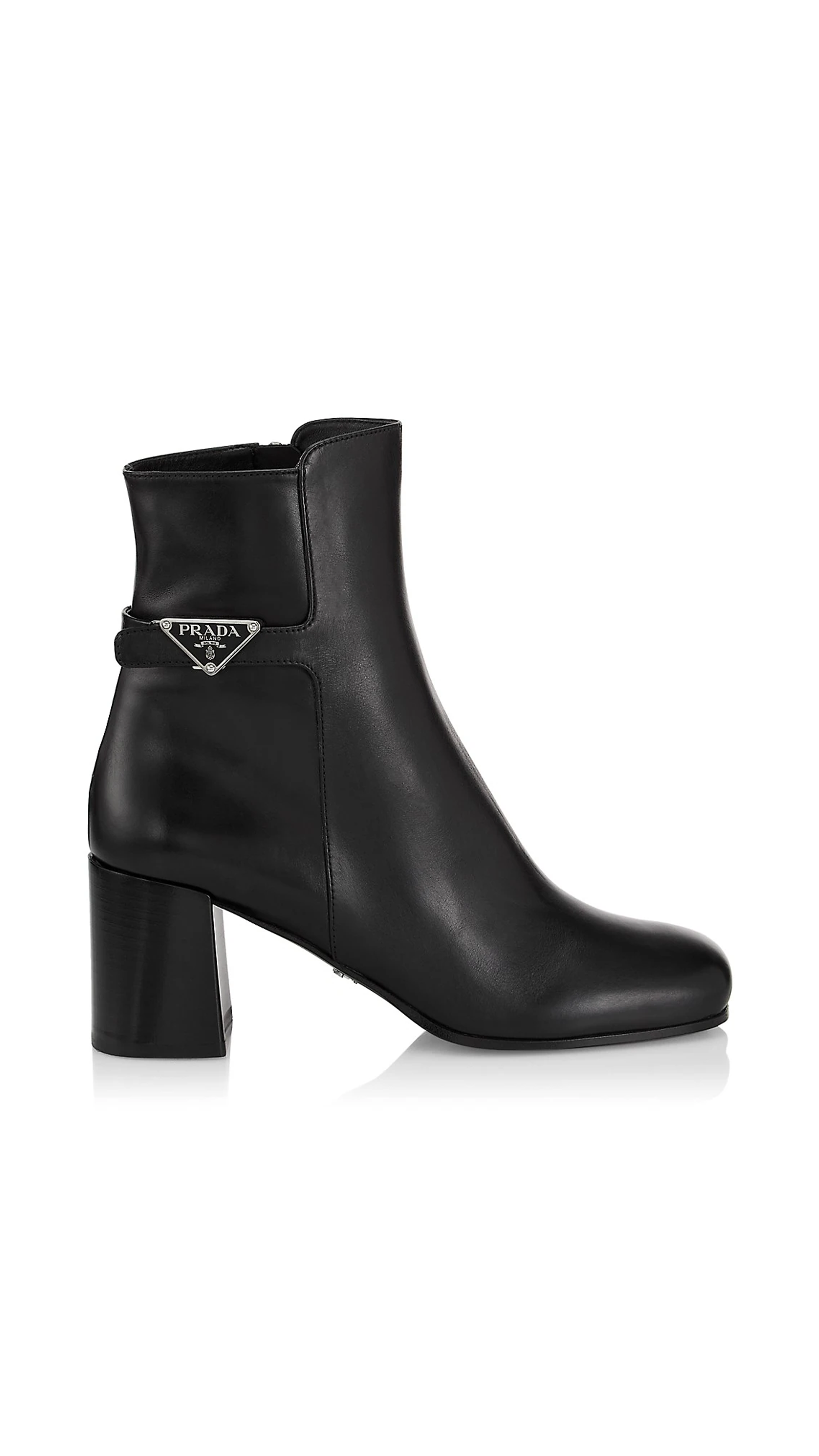 Leather Bootie with Heel - Black