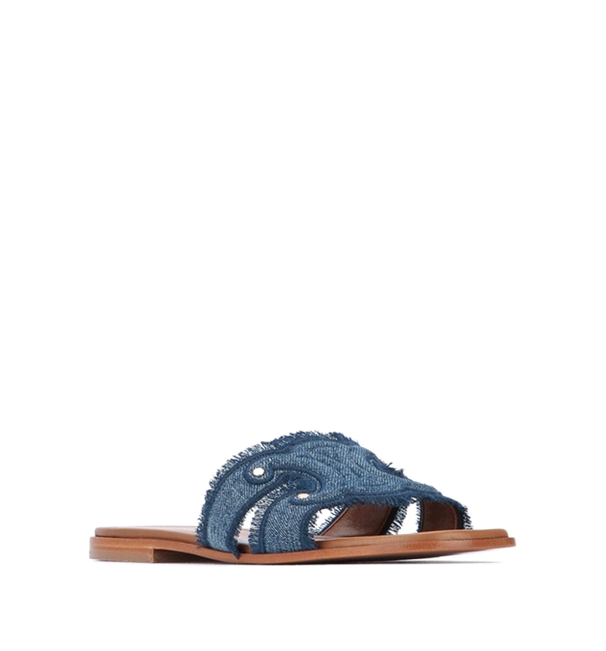 Celine Marina Fringed Mule In Denim