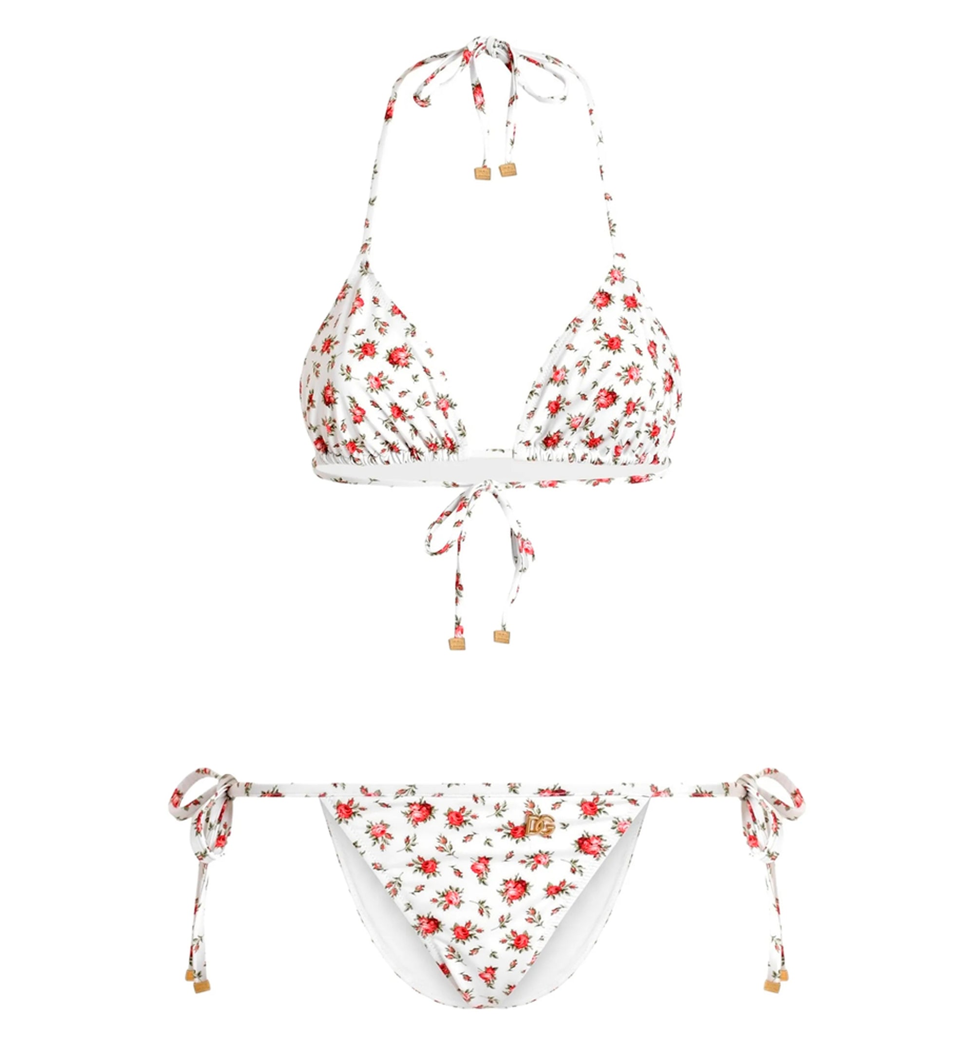 Small floral-print triangle bikini