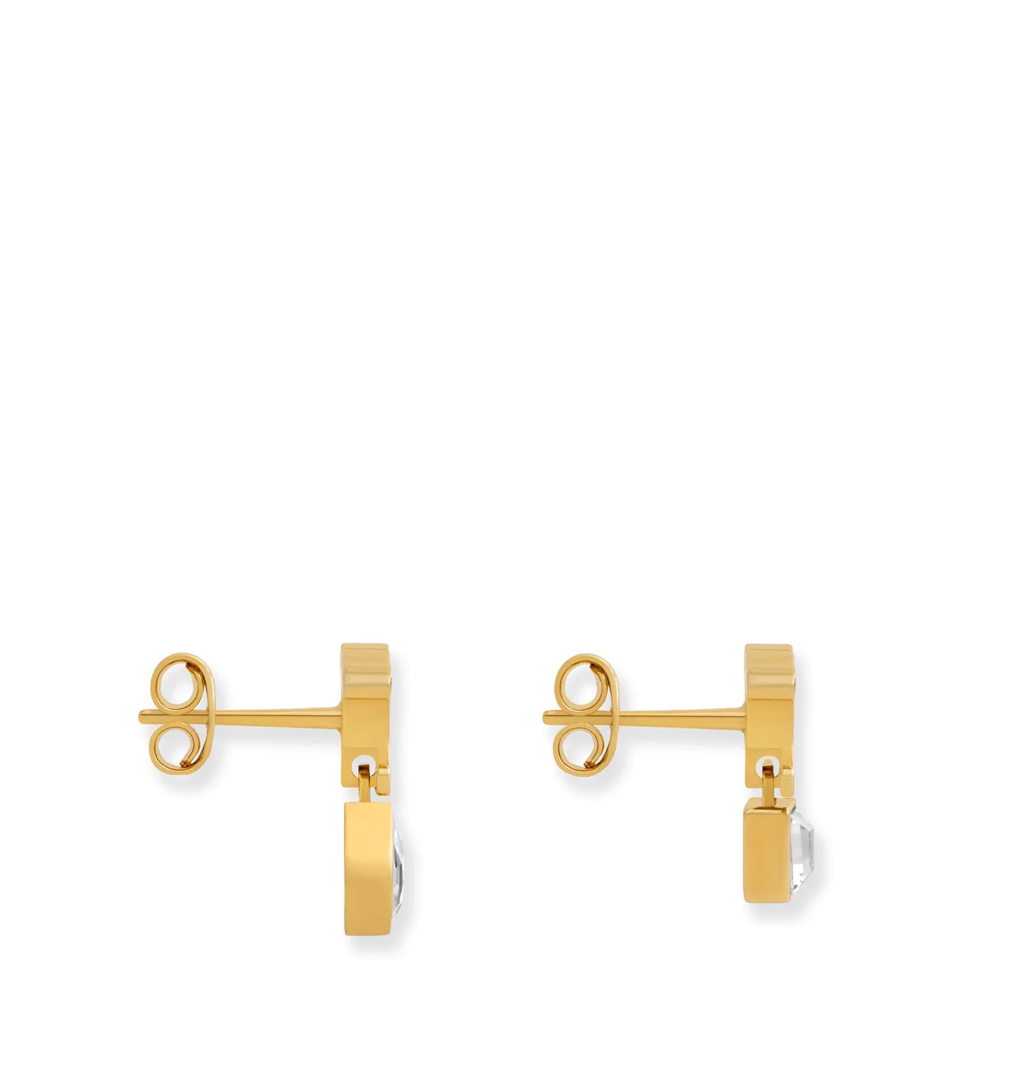Triomphe Twinkle Earrings In Strass And Brass With Gold Finish