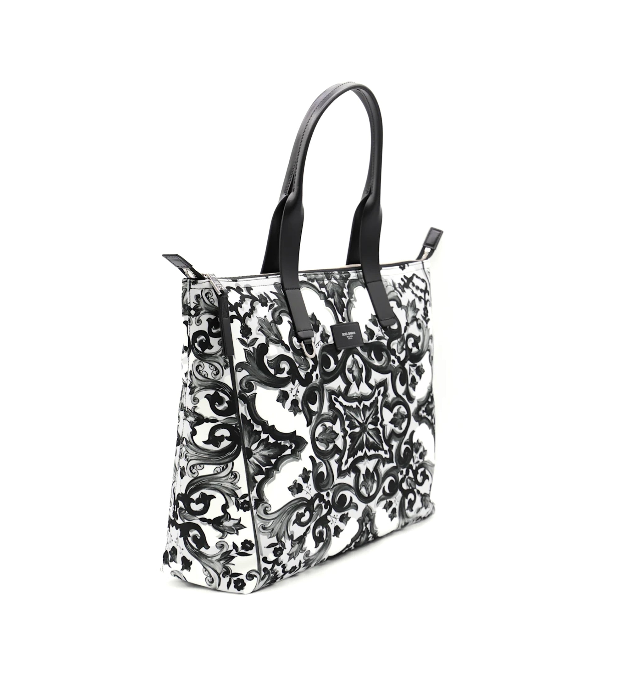 Majolica-Print Nylon Shopping Bag
