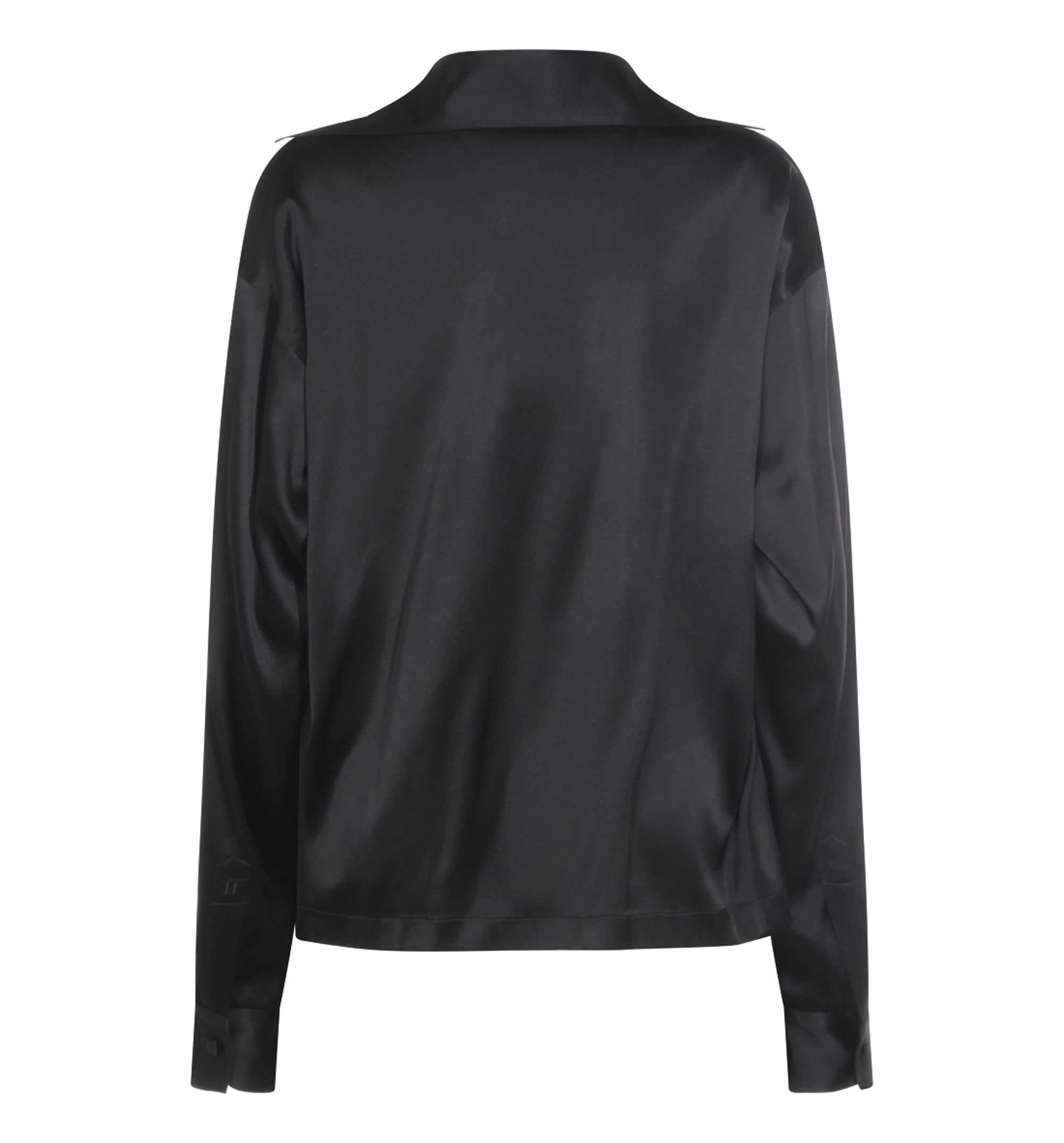 Stretch Silk Satin Polo With Tonal TF Embroidered Logo