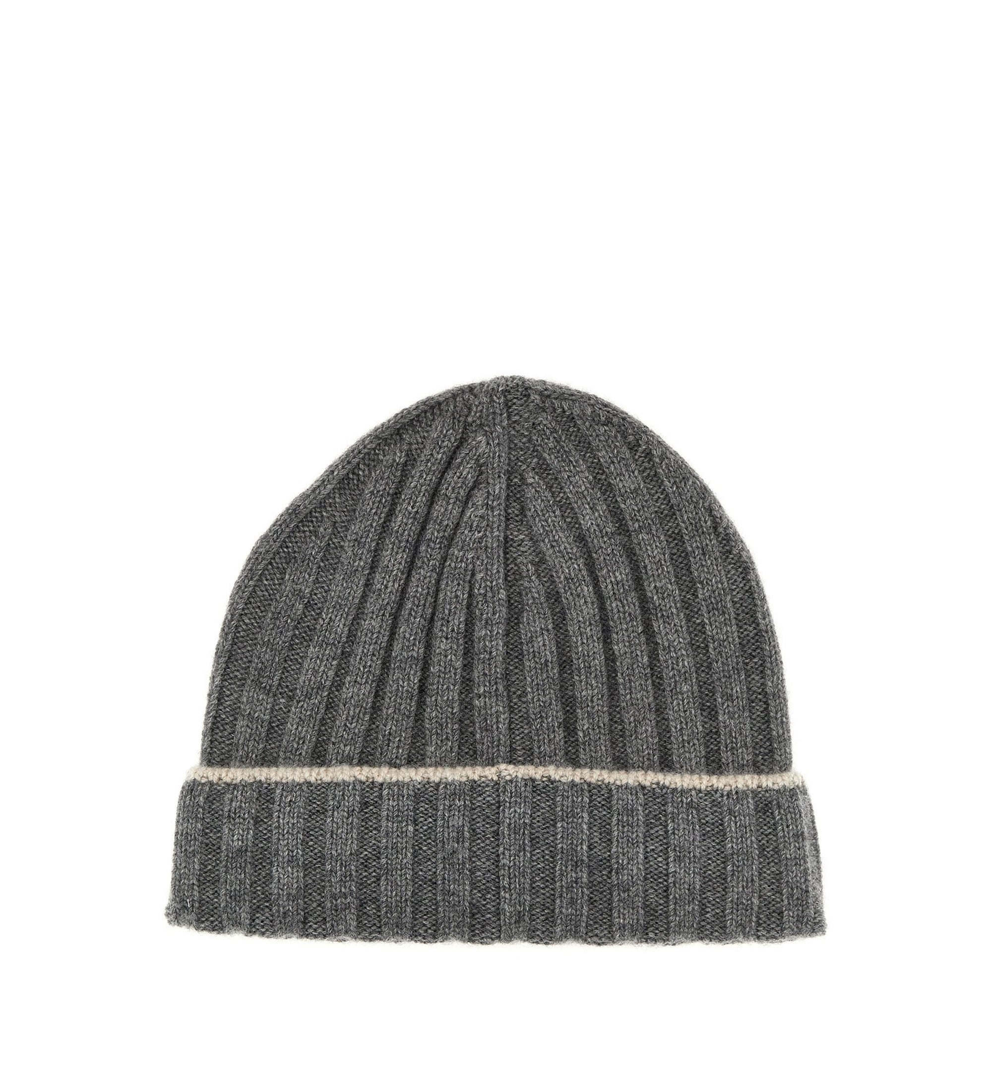 Contrast Line Cashmere Rib Beanie