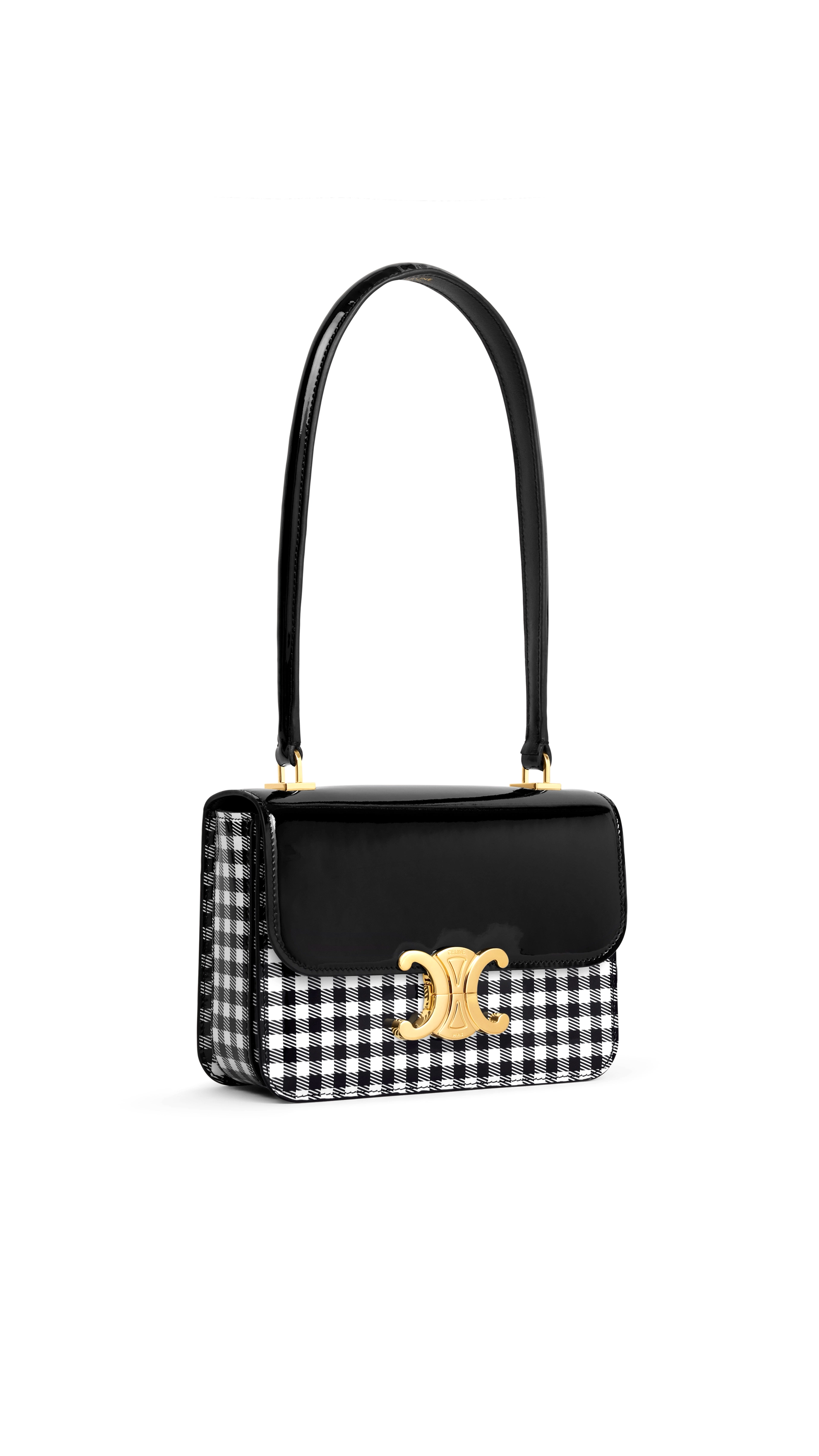 Teen Garance Bag in Vichy Printed Patent Calfskin - Black/White