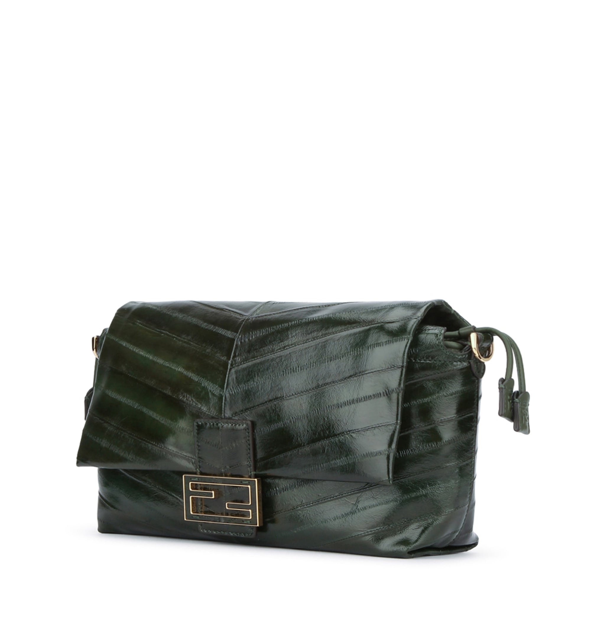 Mamma Baguette Medium Forest Green Inlaid Hagfish Leather Bag