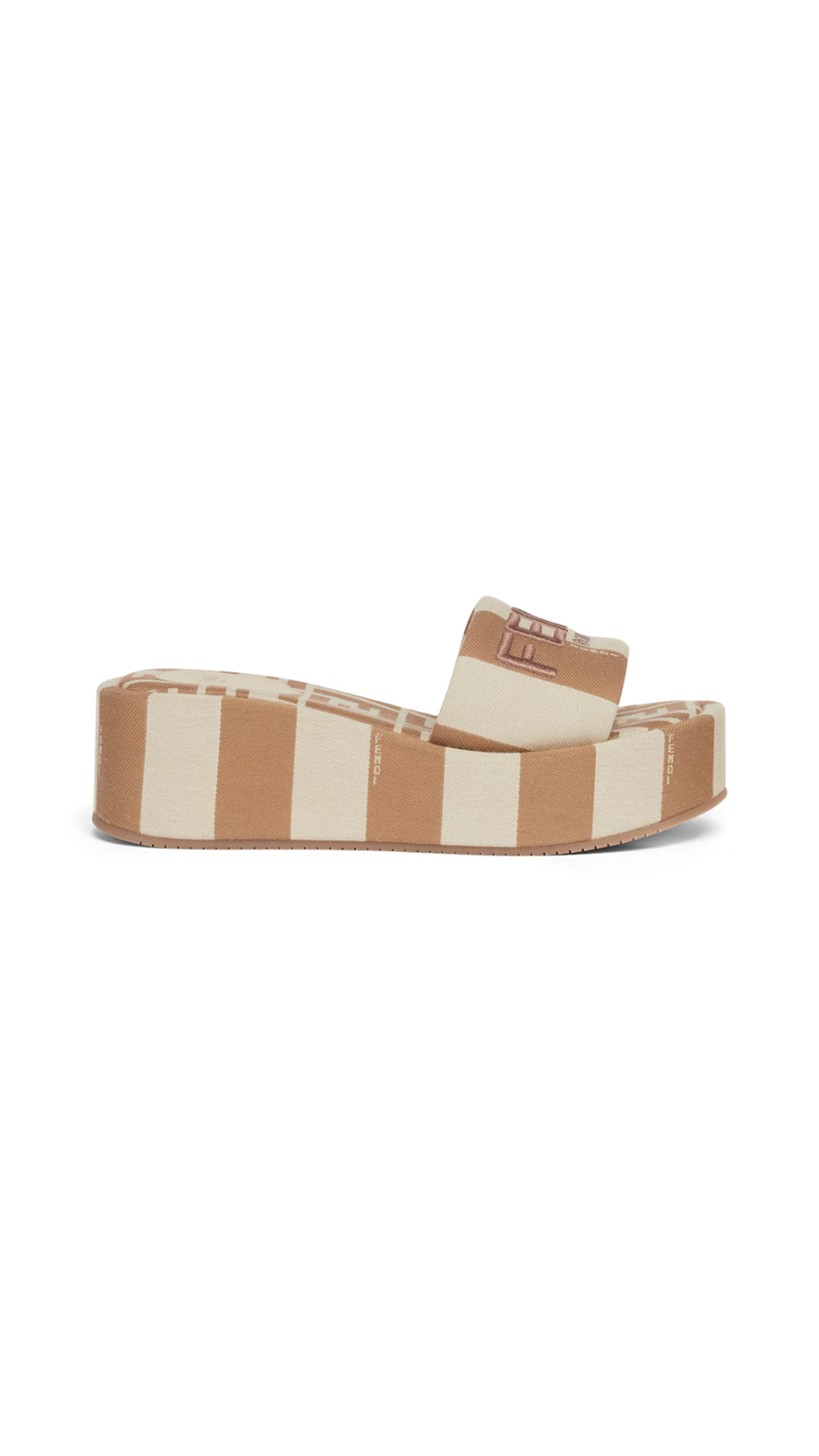 Fendi Sunshine Platform Slides - Beige/White