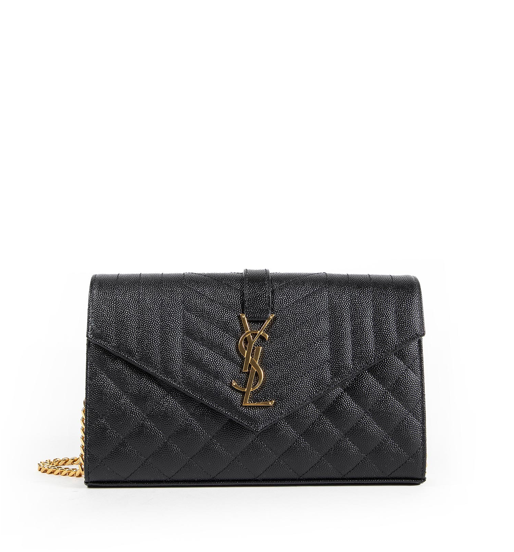 Cassandre Chain Wallet in Quilted Leather - Black
