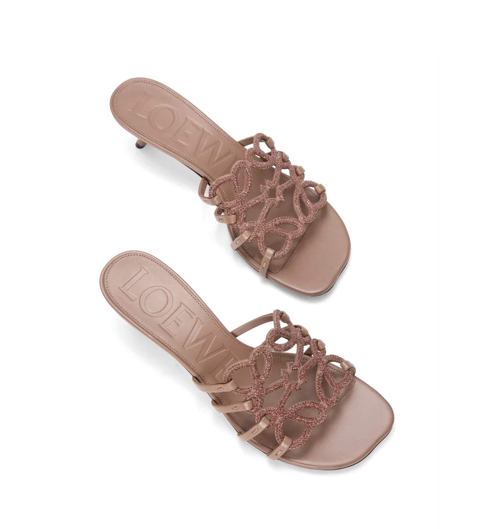 Petal Anagram Slide In Rhinestone-Embellished Suede