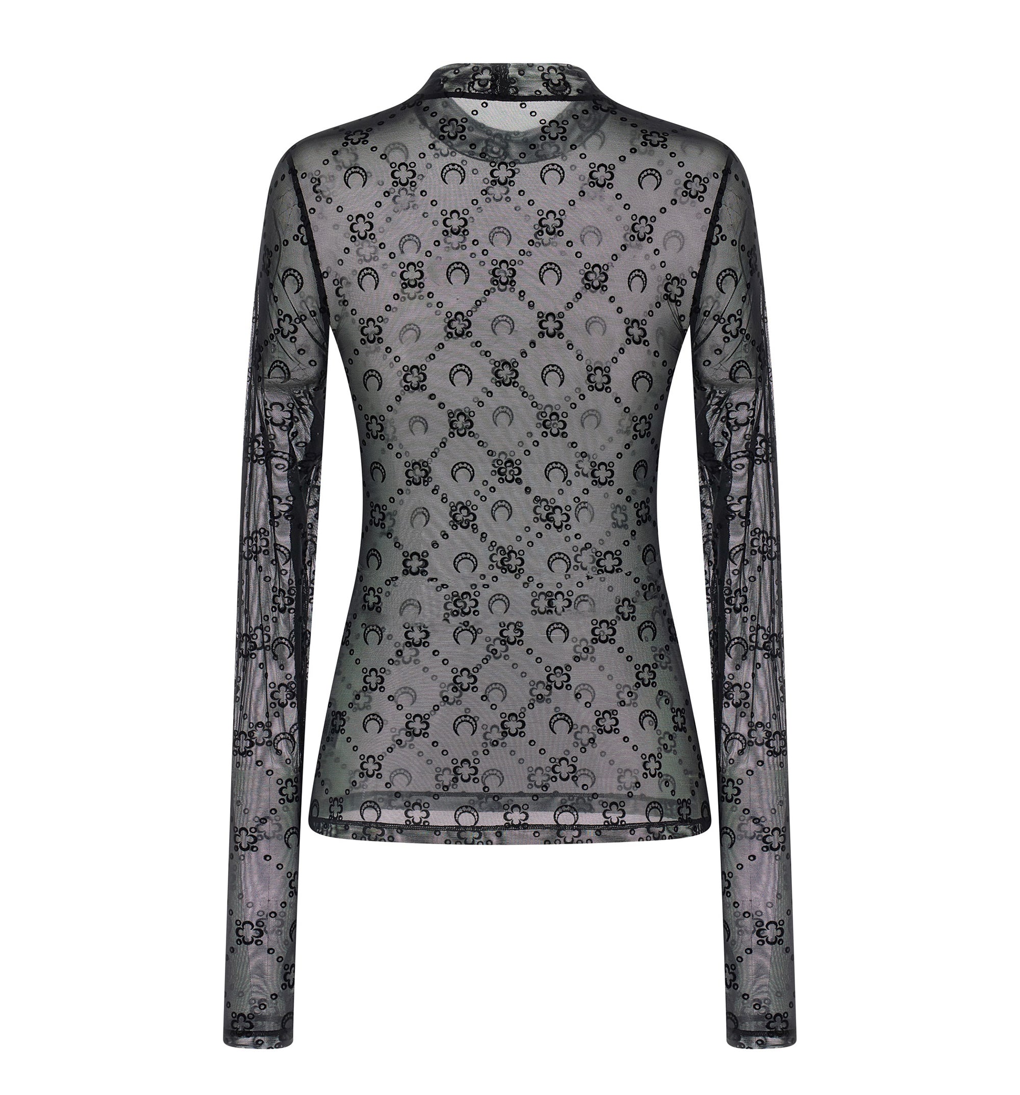 Flocked Moonogram High-Neck Top