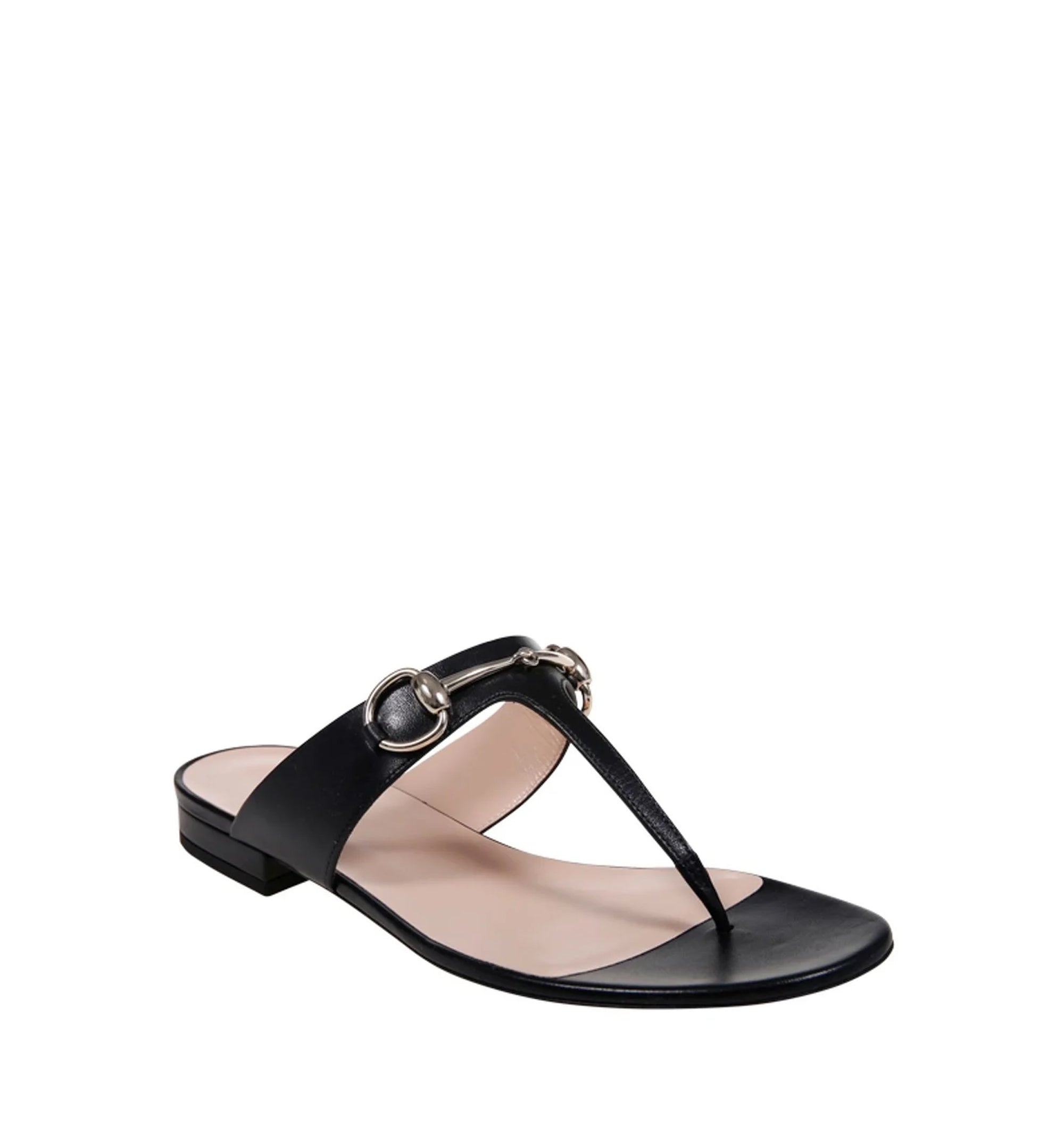 Lady Horsebit Leather Thong Sandals