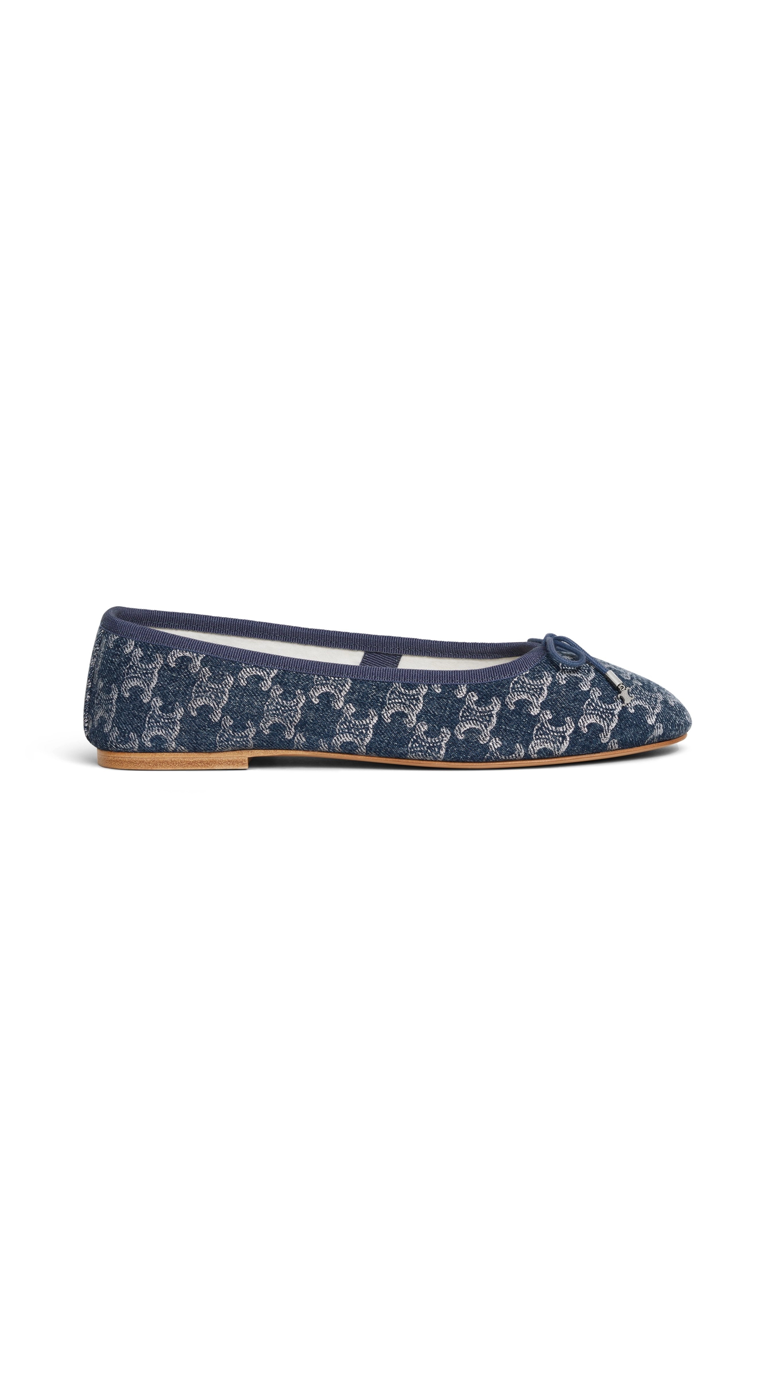 Triomphe Lace Ballerinas in Denim with Printed Triomphe - Indigo