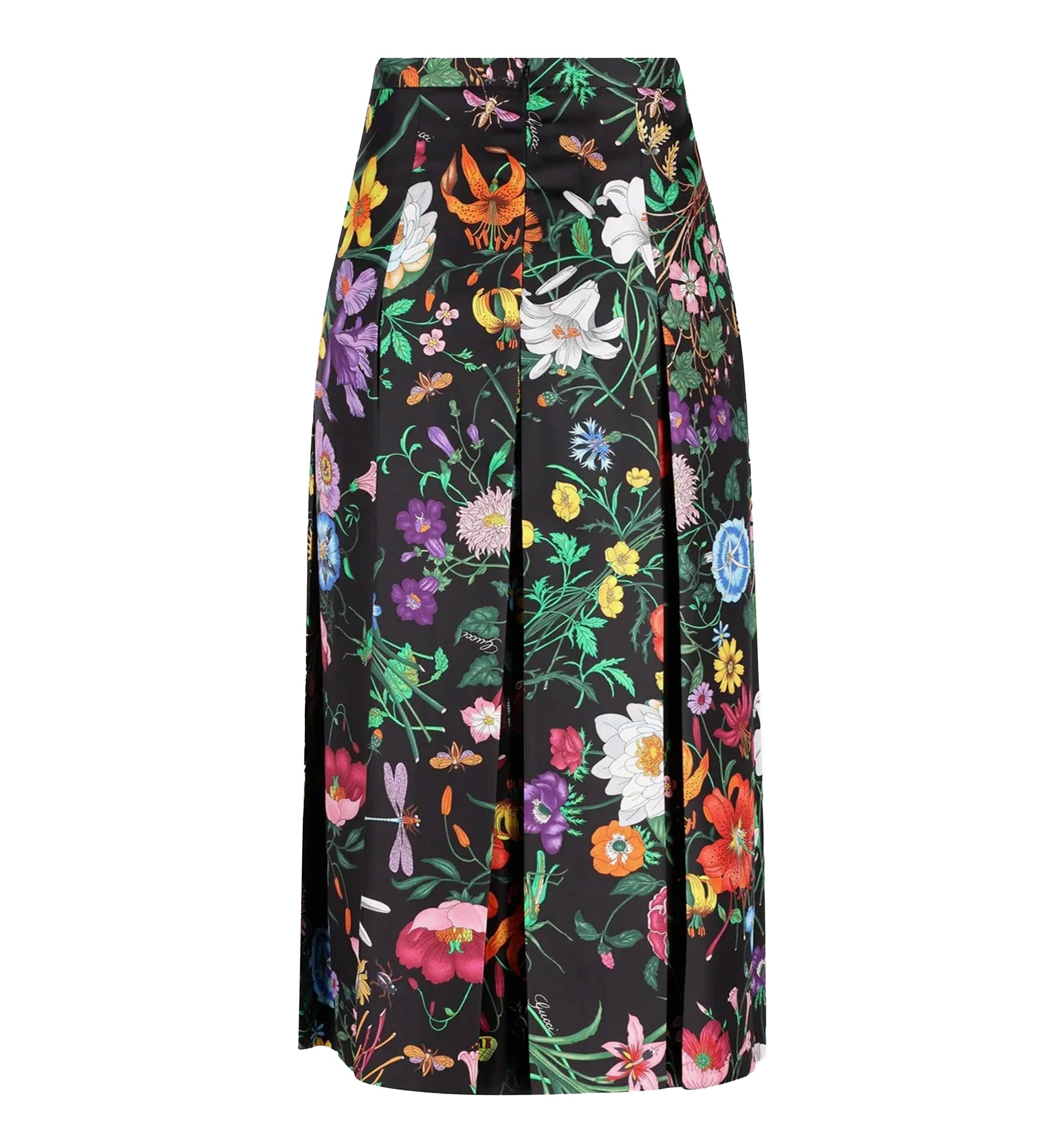 Silk Midi Skirt With Gucci Flora Print