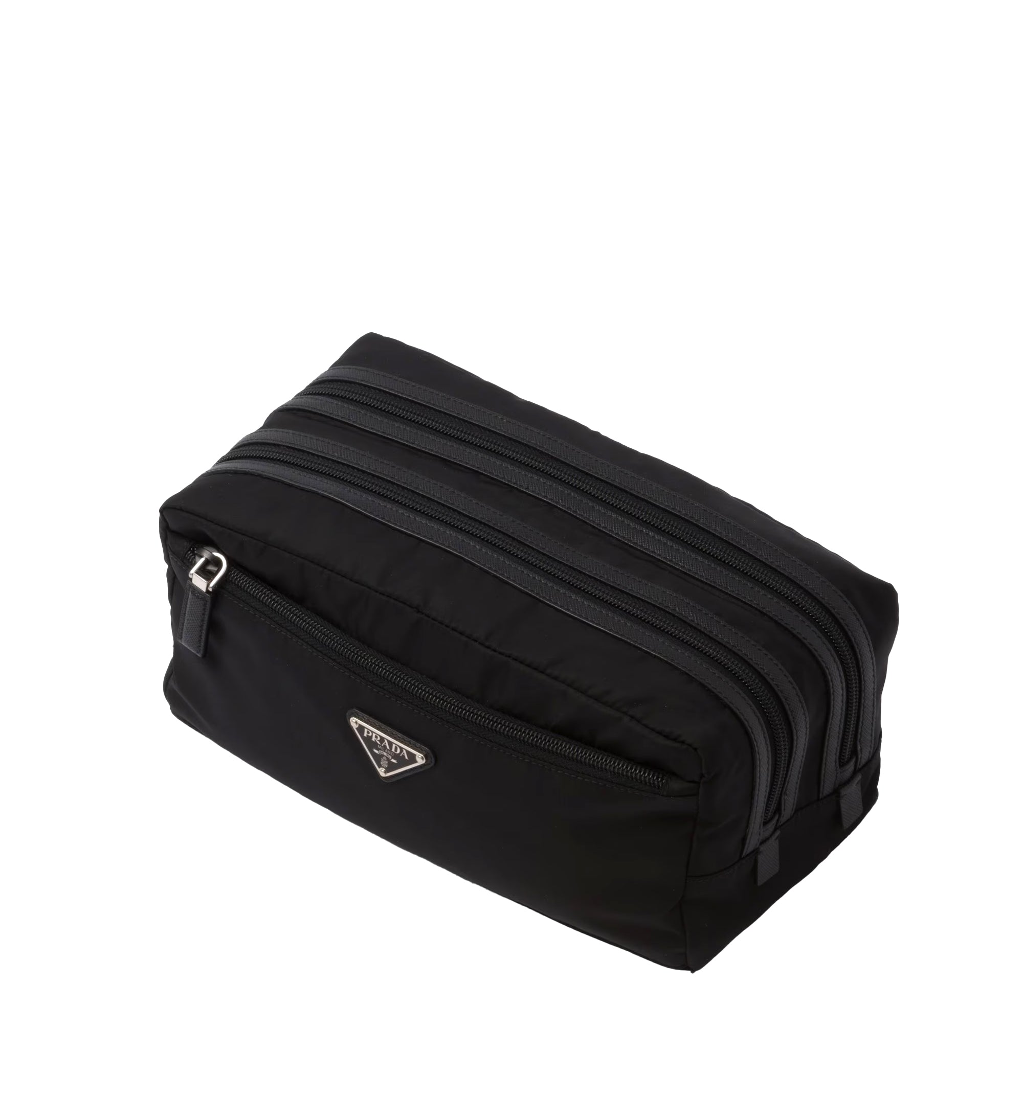 Re-Nylon and Saffiano Leather Travel Pouch