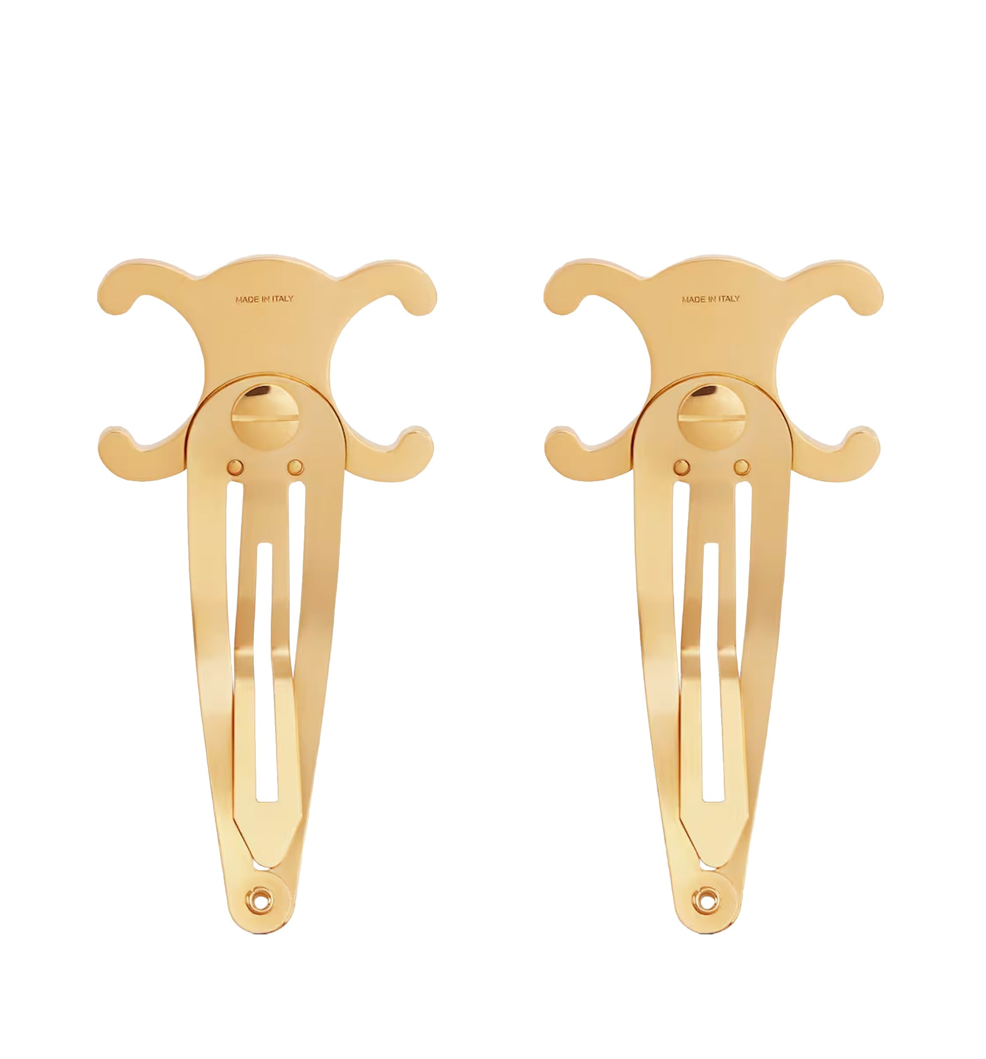 Celine Set of 2 Snap Hair Clips in Brass with Gold Finish and Steel