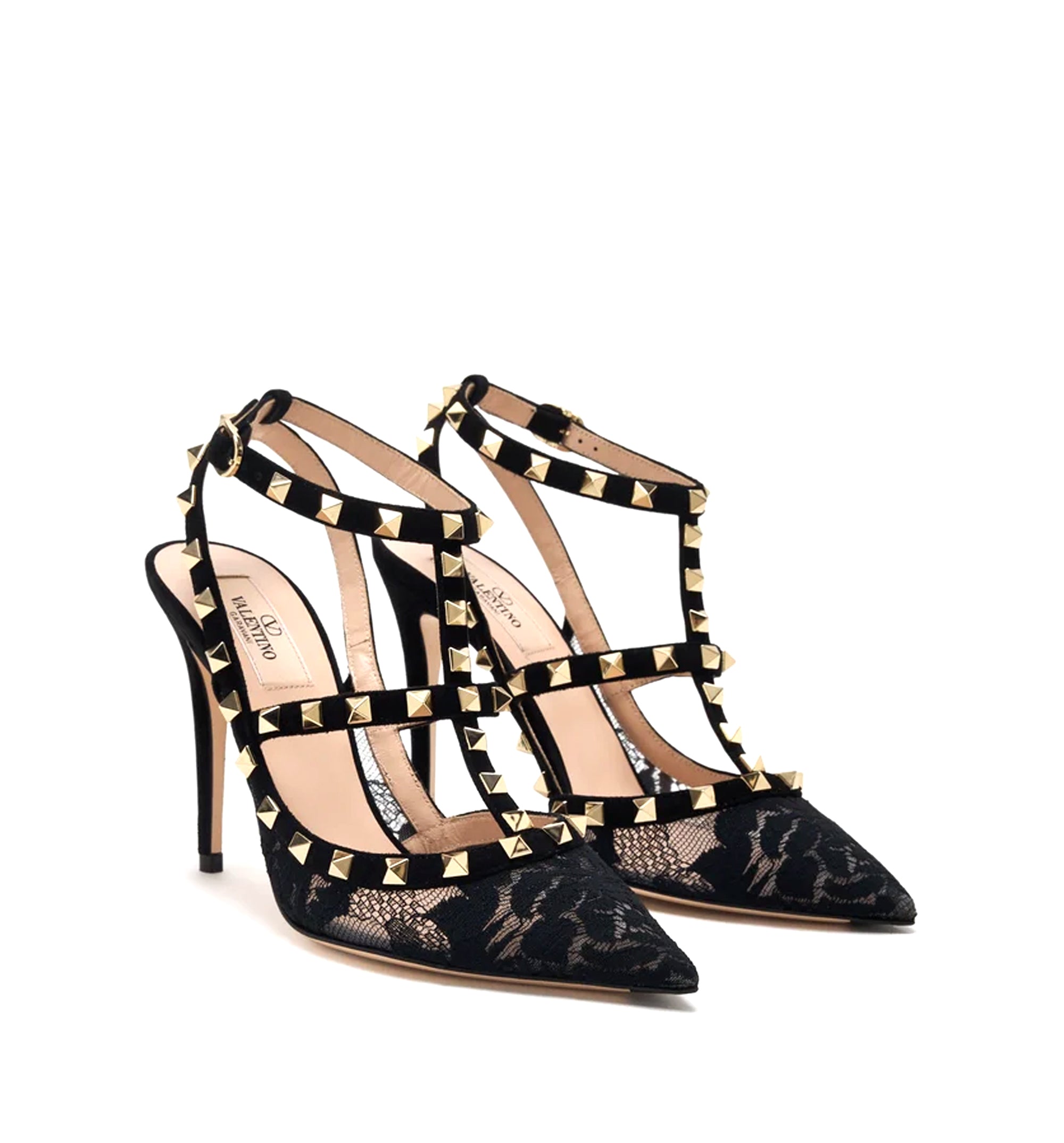 Rockstud Lace Pump With Straps 100Mm