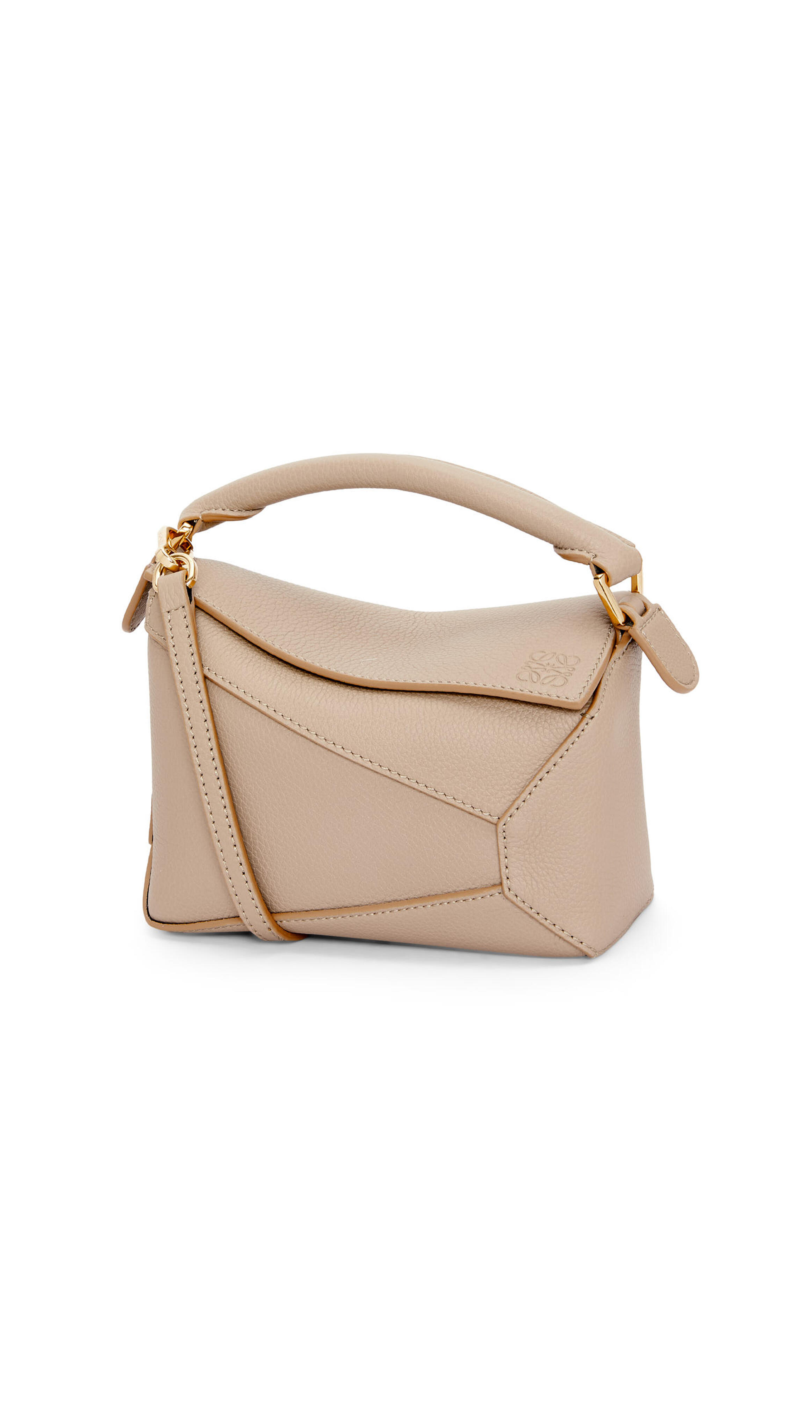 Mini Puzzle Bag in Soft Grained Calfskin - Sand