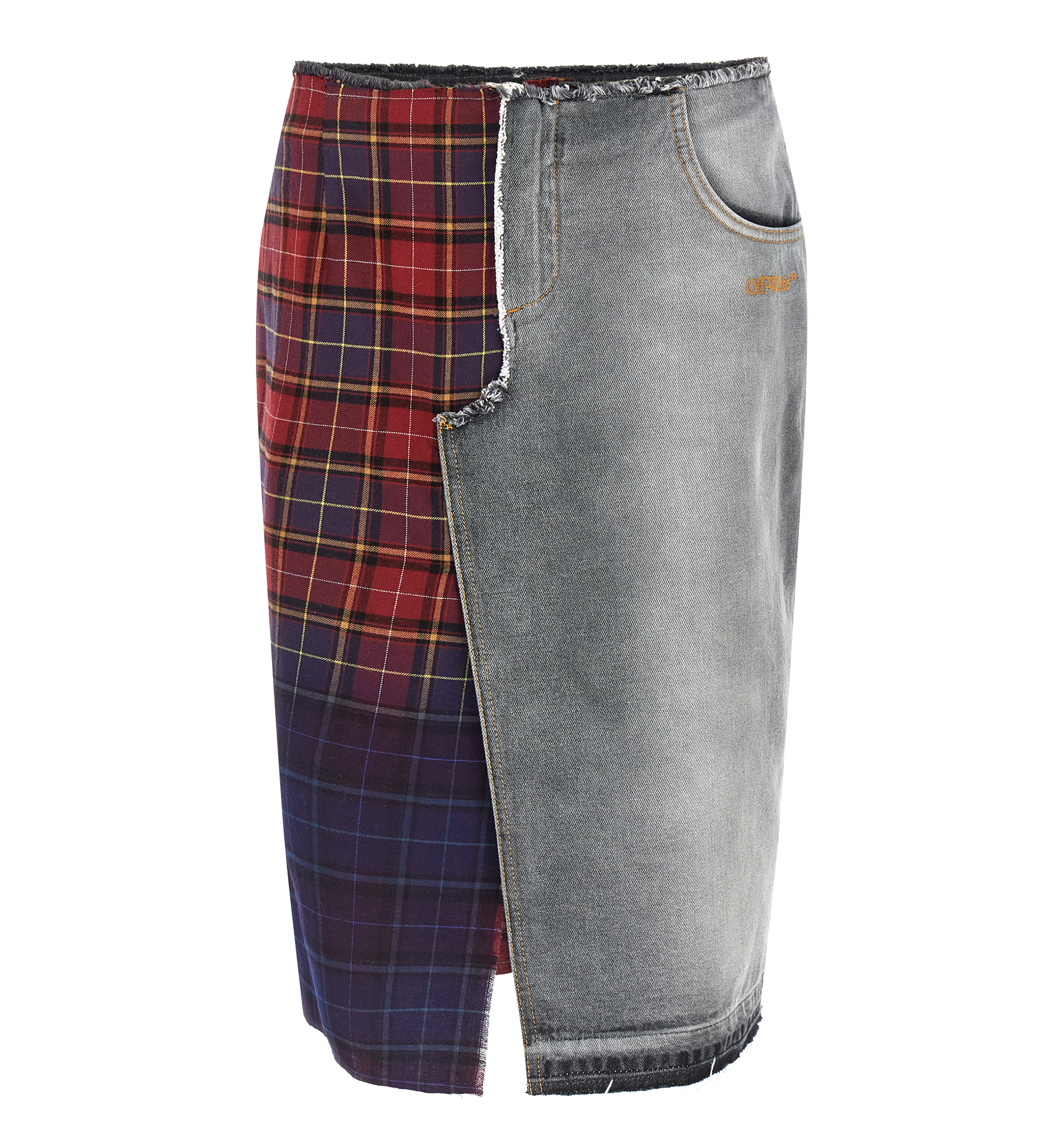 Off-White Patchwork Logo Embroidered Midi Skirt